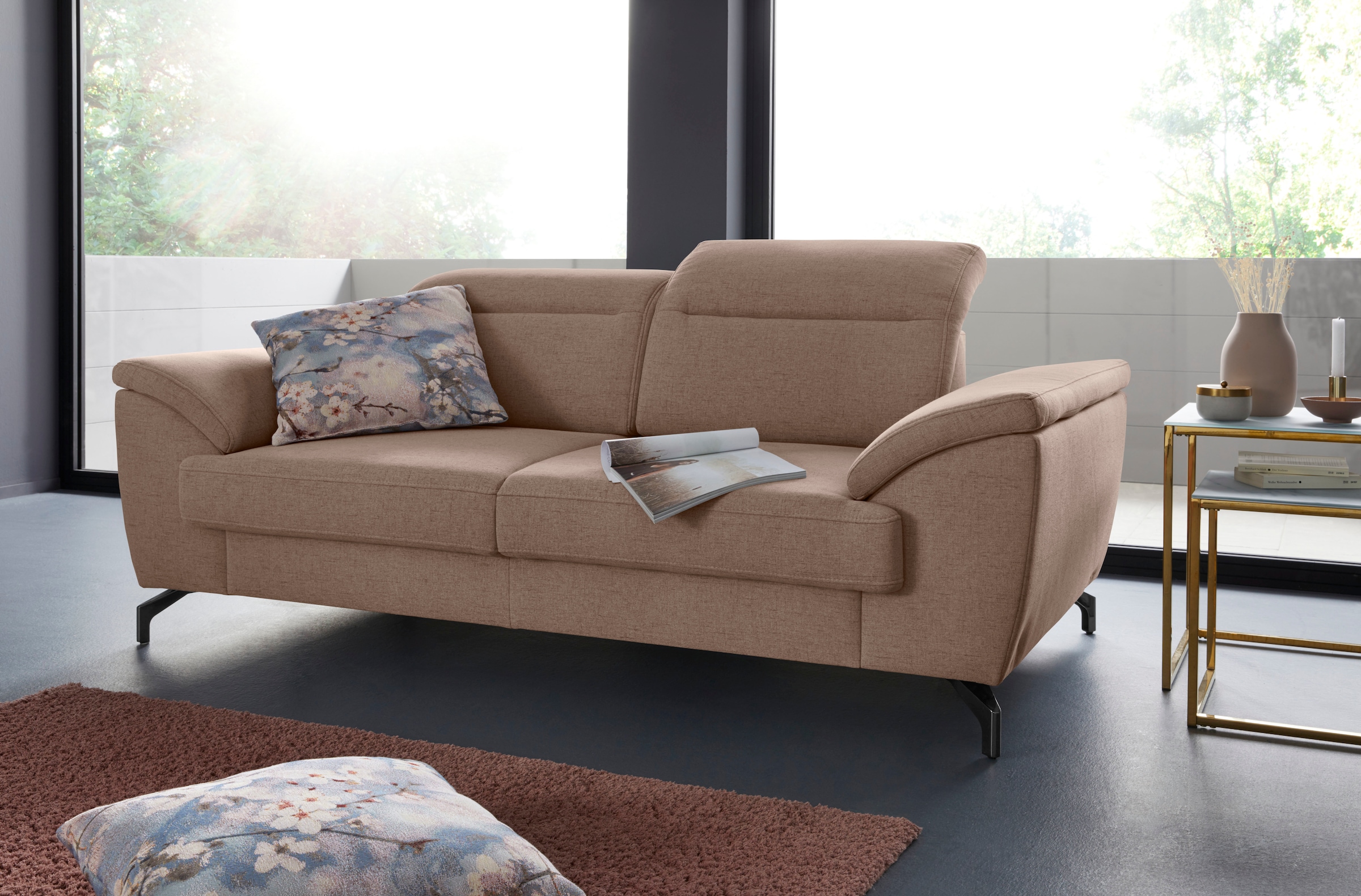 sit&more 2-Sitzer »Percy«, 12 cm Fusshöhe, Sitztiefenverstellung, wahlweise Kopfteilverstellung