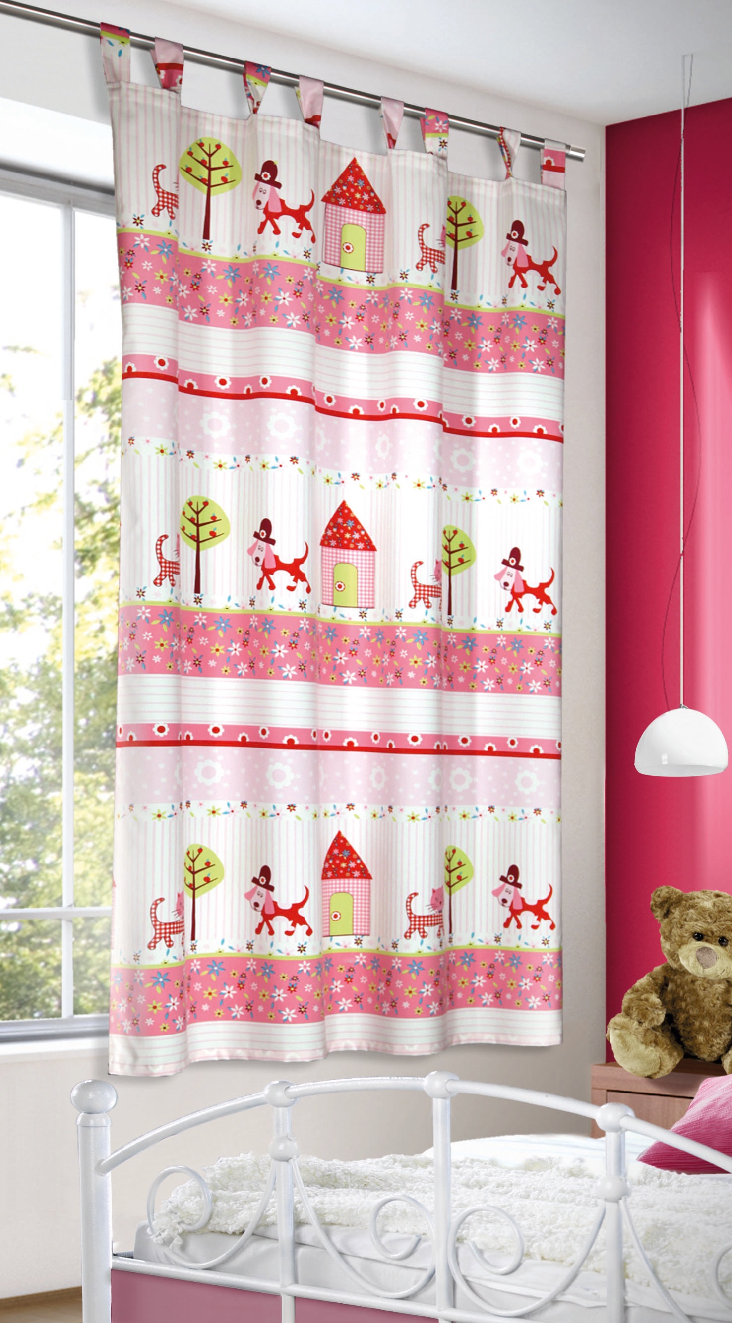 Image of WILLKOMMEN ZUHAUSE by ALBANI GROUP Vorhang »Hund+Katze«, (1 St.), Schlaufenschal mit Kombiband bei Ackermann Versand Schweiz