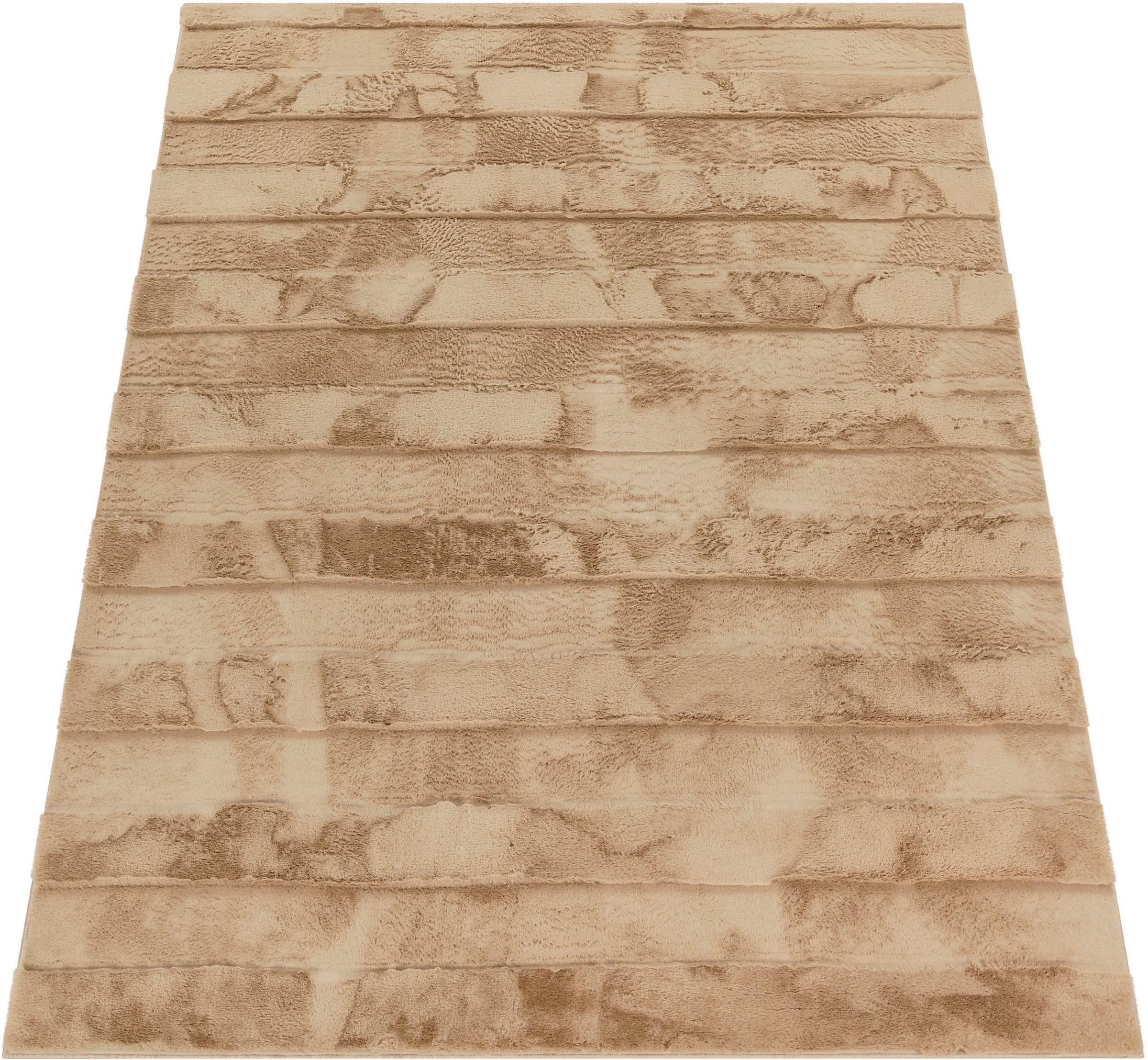 Image of Paco Home Hochflor-Teppich "Arnheim 744" rechteckig 24 mm Höhe Uni Farben, gestreift, besonders weich, Hoch-Tief Effekt