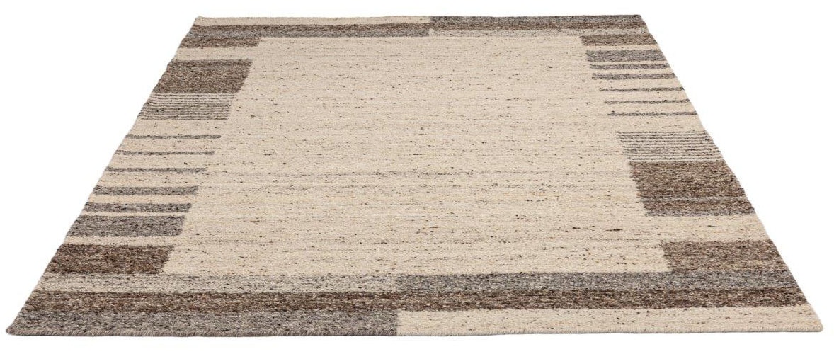 THEKO Tapis en laine »Ehrwald TK-157« Rectangulaire 12 mm Höhe Wendeteppich, besonders flach, handgewebt, reine Wolle, mit Bordüre