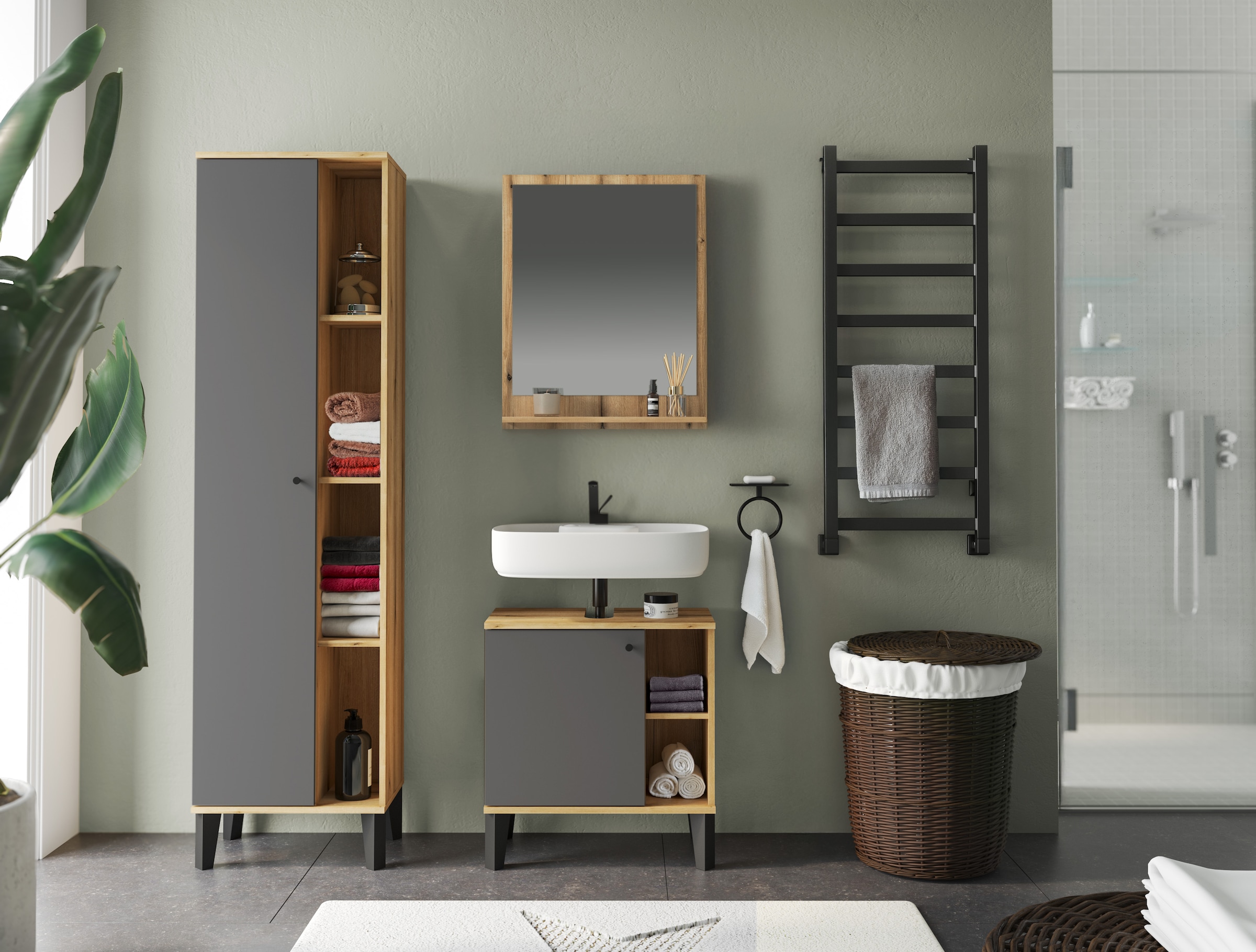 INOSIGN Badmöbel-Set »OSLO, Bad im skandinavischen Design« Set, 3 Stk. tlg.