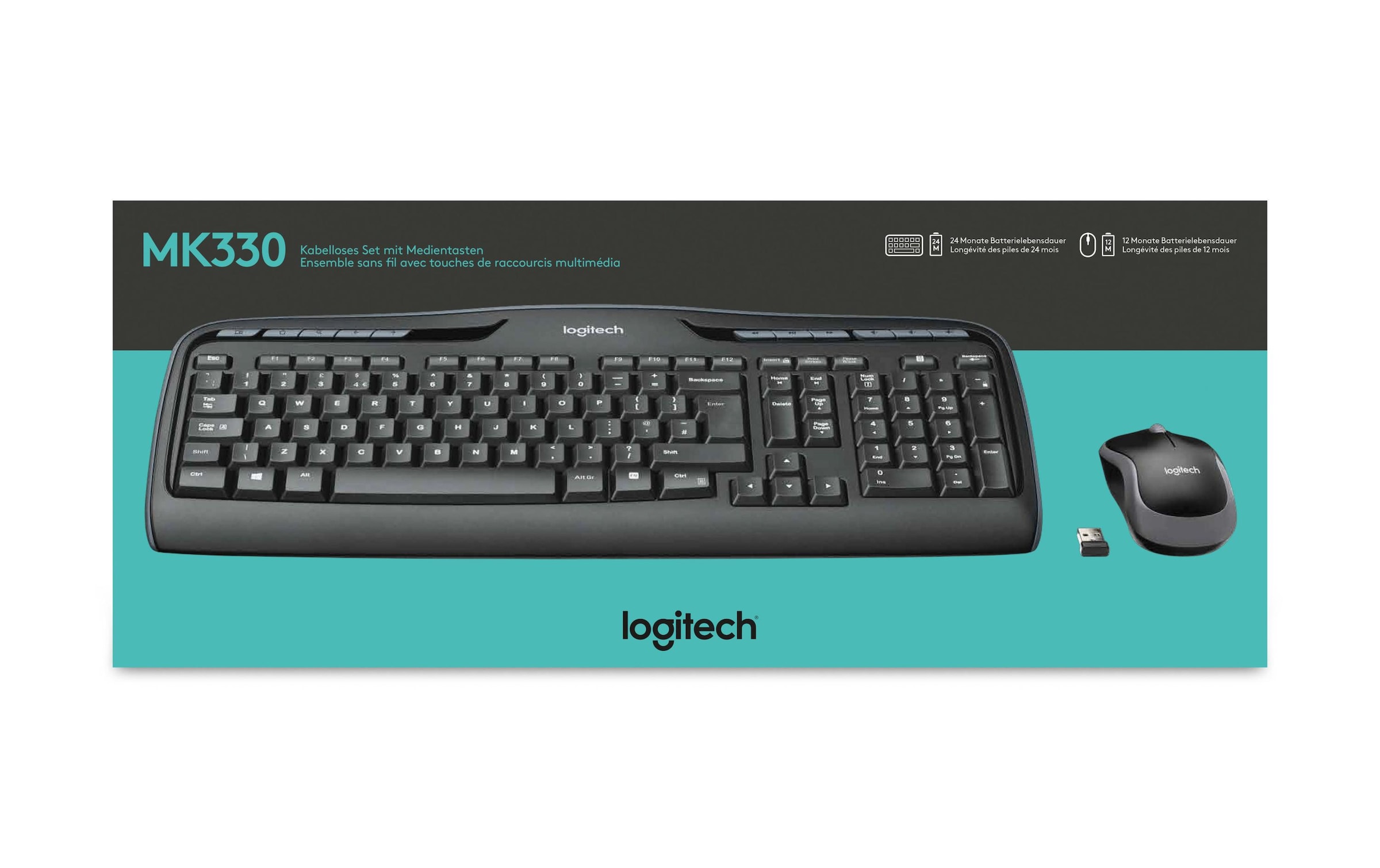 Logitech Tastatur- und Maus-Set »MK330 Wireless Combo«, (Set, Tastatur-Maus-Set)