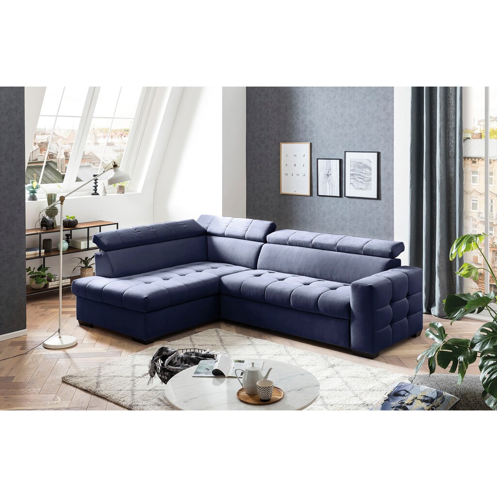 exxpo - sofa fashion Ecksofa »Otusso«, Steppung im Sitzbereich, Wahlweise mit Bettfunktion und Bettkasten