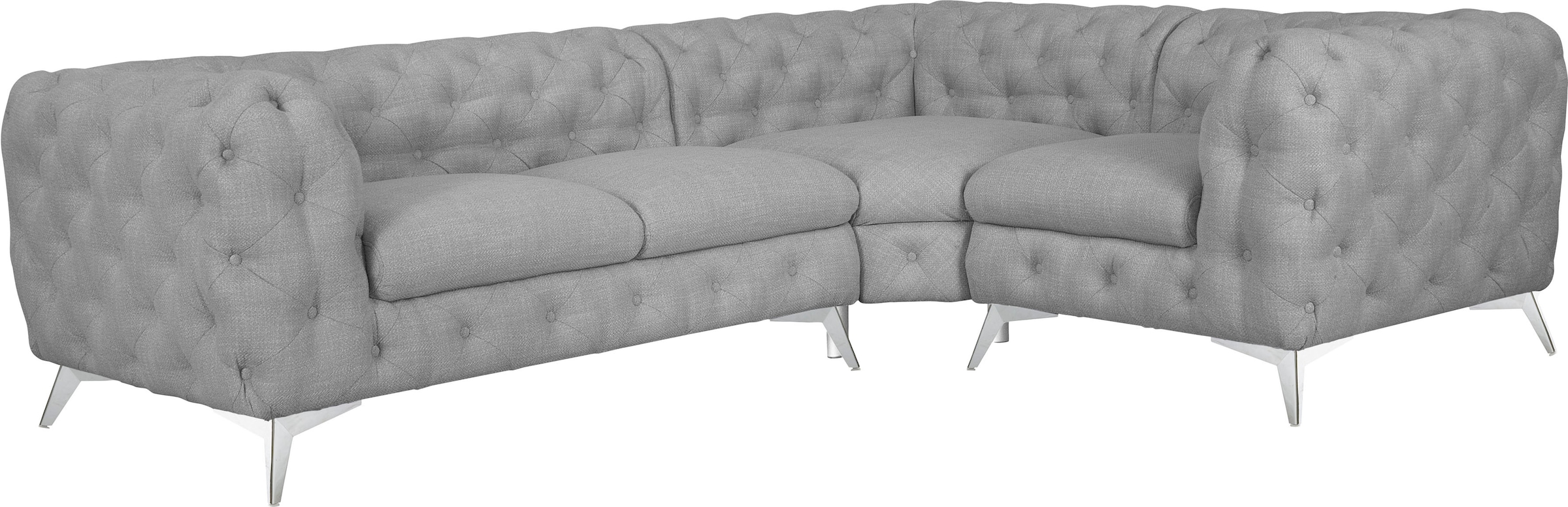 Home affaire Chesterfield-Sofa »Ecksofa GLYNIS L-Form mit Wellenunterfederung, Masse B/T/H 264/204/75cm« aufwändige Knopfheftung, moderne Chesterfield Optik, Fussfarbe wählbar