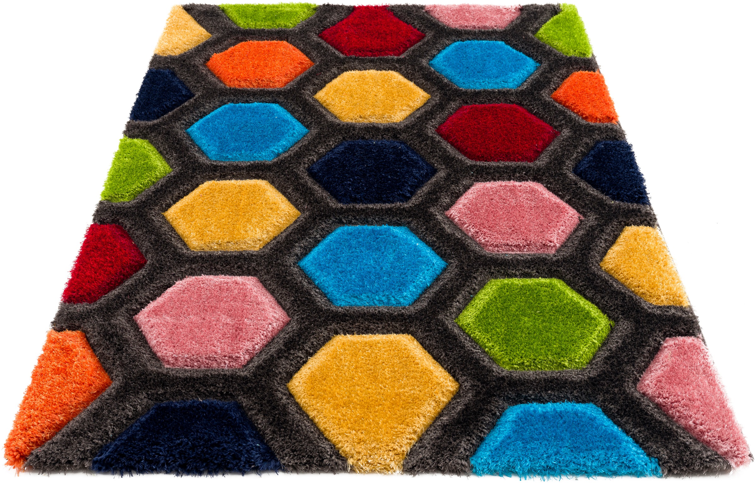 Image of my home Hochflor-Teppich »Bras«, rechteckig, 43 mm Höhe, modernes 3D-Design, bunter Teppich, ideale Teppiche fürs Wohnzimmer, Schlafzimmer & Jugendzimmer bei Ackermann Versand Schweiz