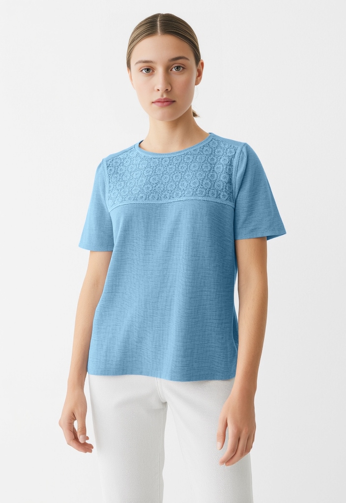 Image of Vero Moda Blusentop "VMALVA CROCHET SS TOP WVN GA"