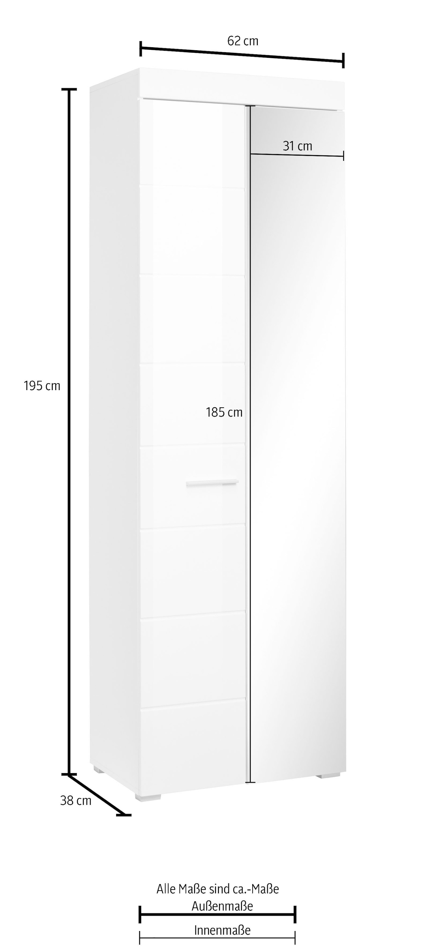 Home affaire Armoire vestiaire »Avena« Flurschrank mit Spiegeltür -  (B/T/H) 80/12/72 cm