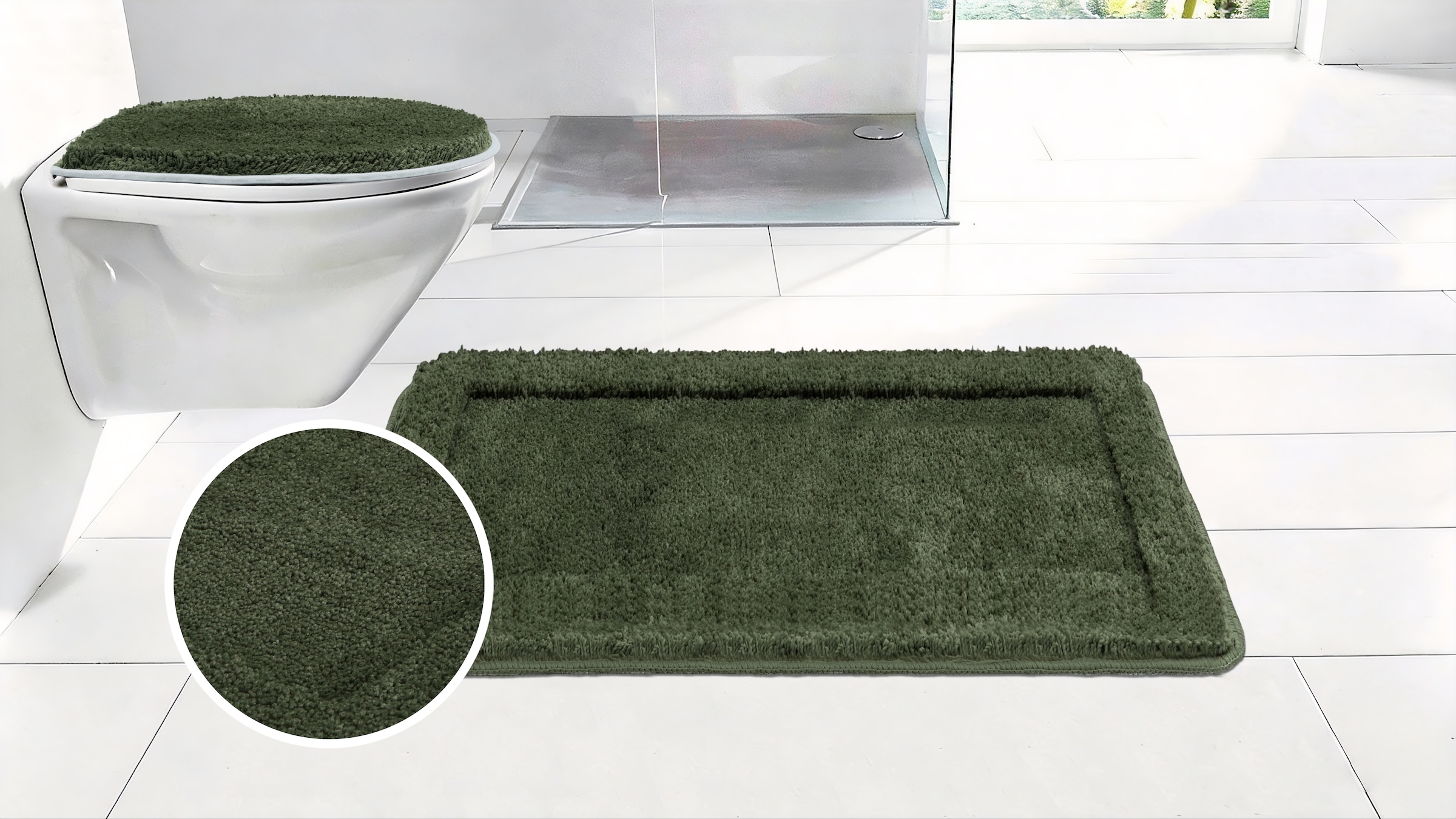 GOODproduct Badematte »Sanremo mit Rahmen, Badvorleger, Badezimmer Teppich, sehr weich« Höhe 25 mm rutschhemmend beschichtet fussbodenheizungsgeeignet | schnell trocknend Badteppich, unifarben, rechteckig und als 3-tlg. Set erhältlich