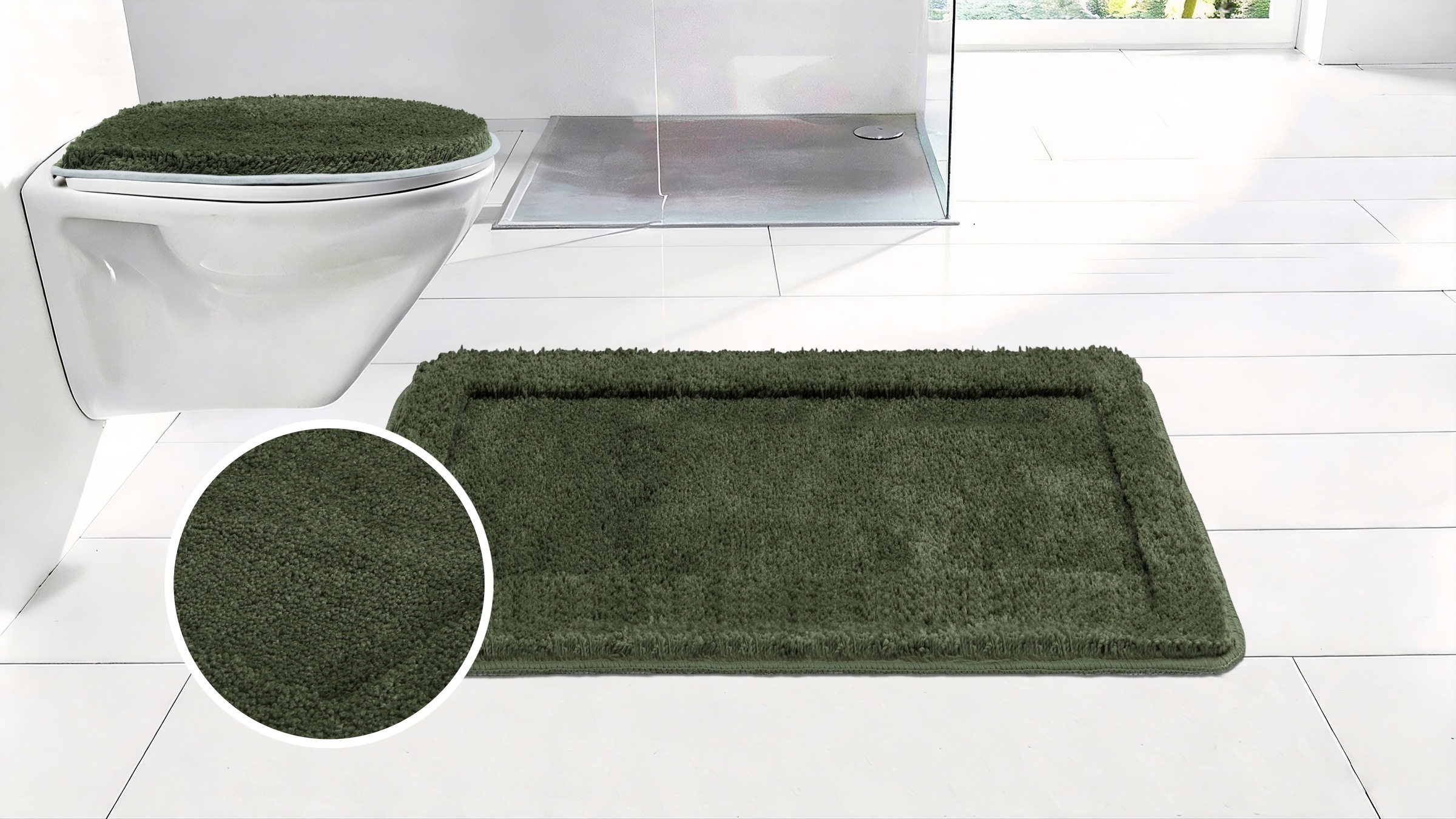 Image of GOODproduct Badematte "Sanremo mit Rahmen, Badvorleger, Badezimmer Teppich, sehr weich" Höhe 25 mm rutschhemmend beschichtet fussbodenheizungsgeeignet schnell trocknend Badteppich, unifarben, rechteckig und als 3-tlg. Set erhältlich