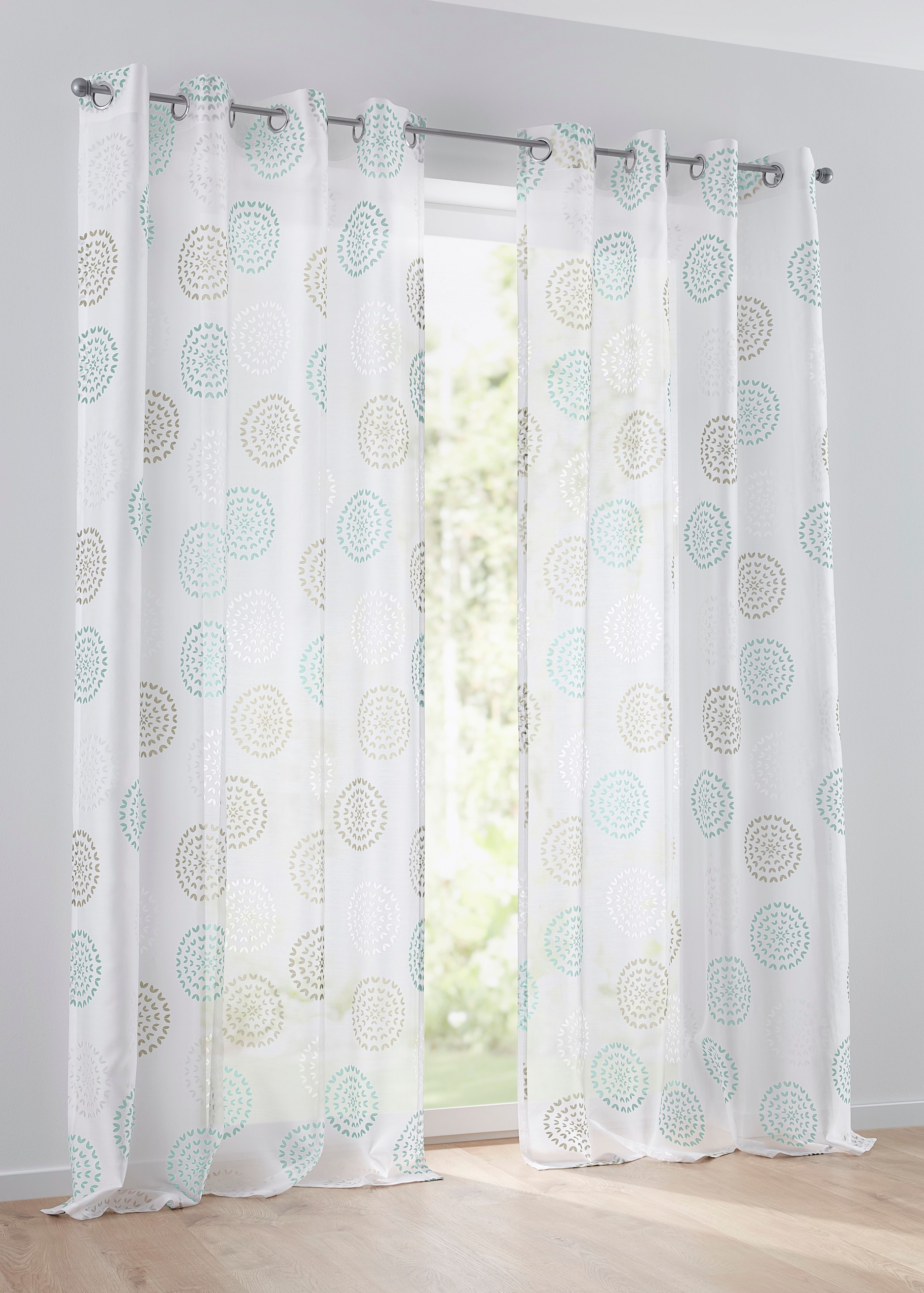 Kutti Vorhang »Bella«, St.), Baumwolle-Polyester halbtransparent, bedruckt, kaufen bequem Gardine, (1 Ausbrenner