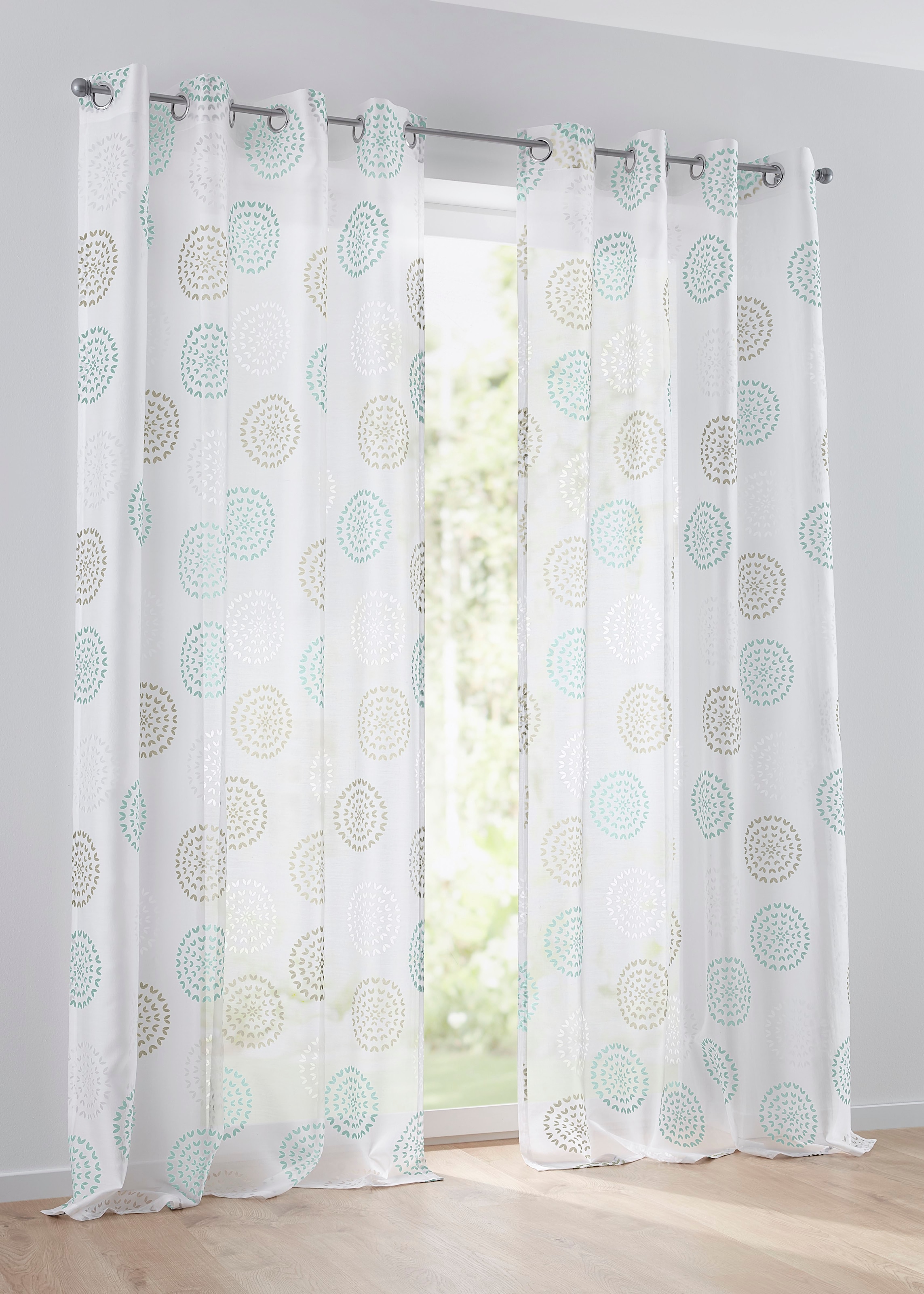 Image of Kutti Vorhang "Bella" Ösen 1 Stk. tlg. Gardine, halbtransparent, Ausbrenner, bedruckt, Baumwolle-Polyester