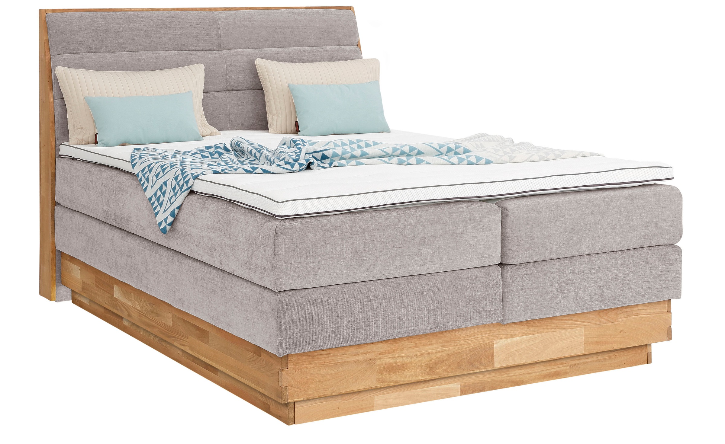 GOODproduct Boxspringbett »Jenna«, ohne LED-Beleuchtung, mit zertifizierten, recycelten Bezugsstoffen