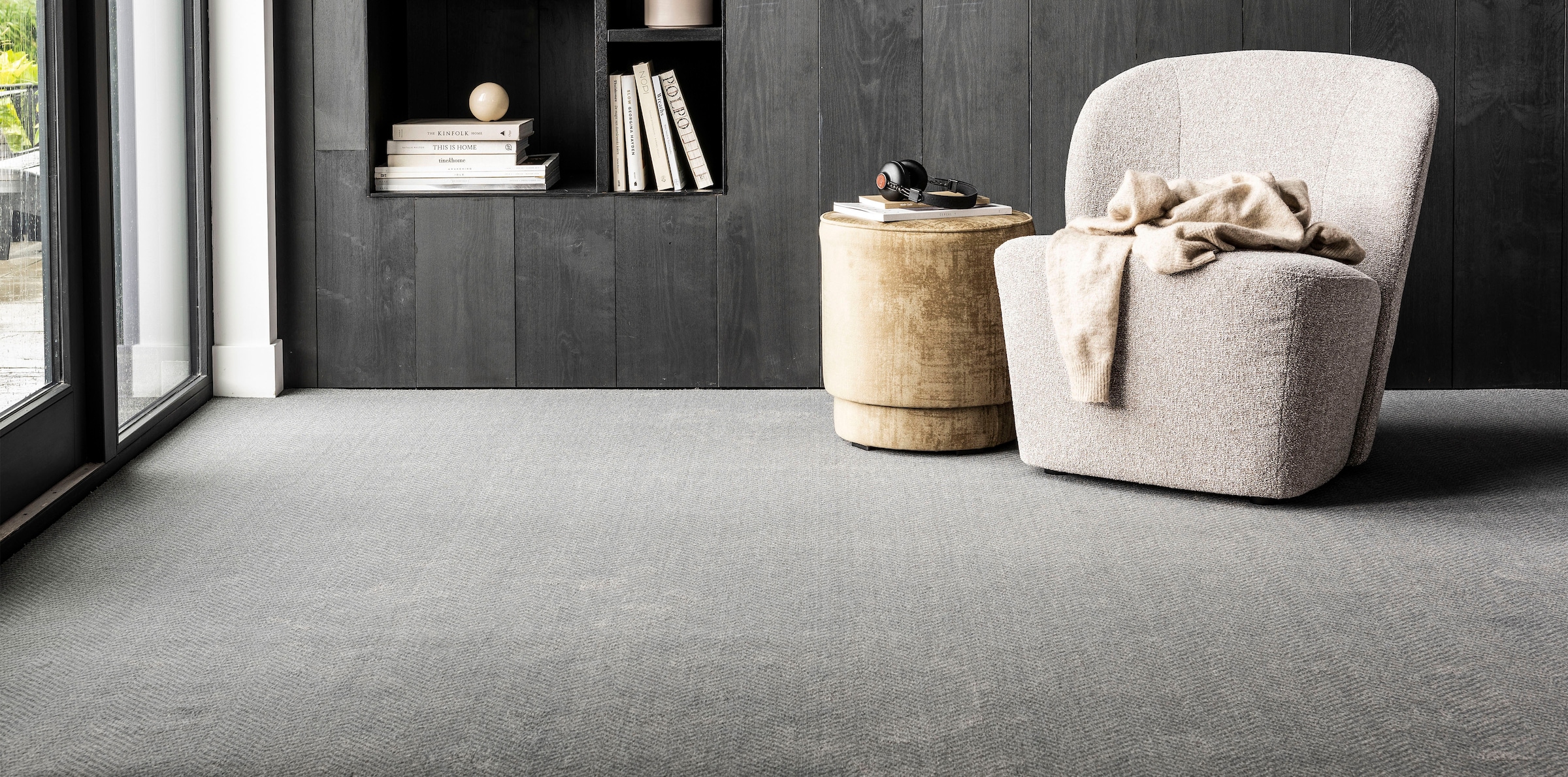 WOOOD Loungesessel »Lofty mit Bouclé-Bezug und Hartholzrahmen B 68 x T 72 x H 75 cm« Hohe Verschleissfestigkeit, Sitzhöhe 42 cm, separates Rückenkissen