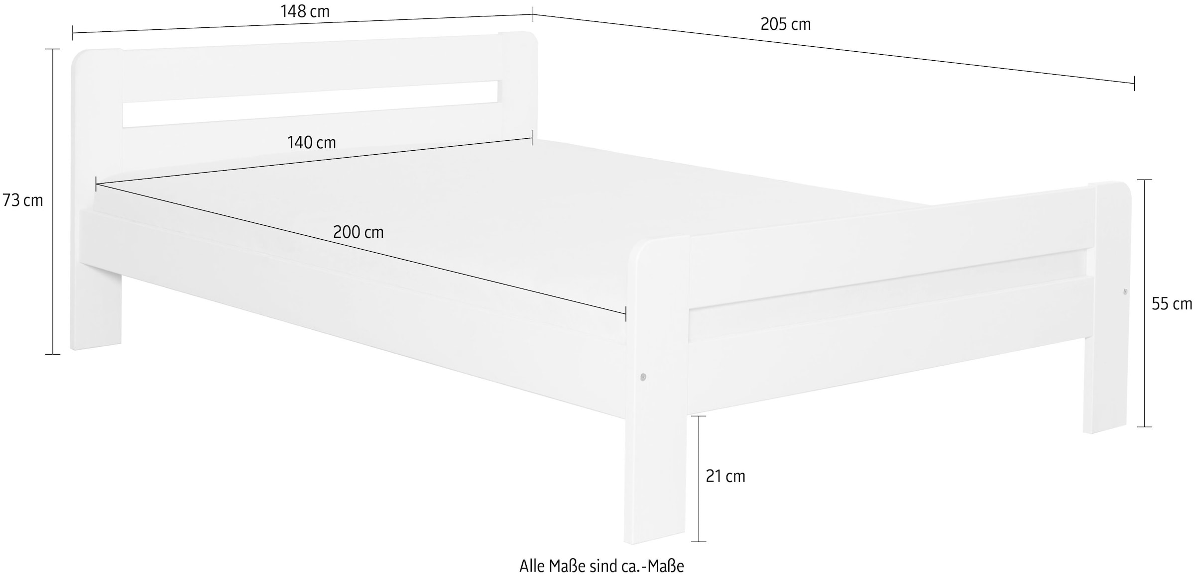 Ticaa Massivholzbett »"Bert", FSC®-zertifiziert (Kiefer), Jugendbett, mit Lattenrost«, (90x200cm, 100x200cm, 140x200cm), ideal für das Kinder- und Jugendzimmer, Massivholz