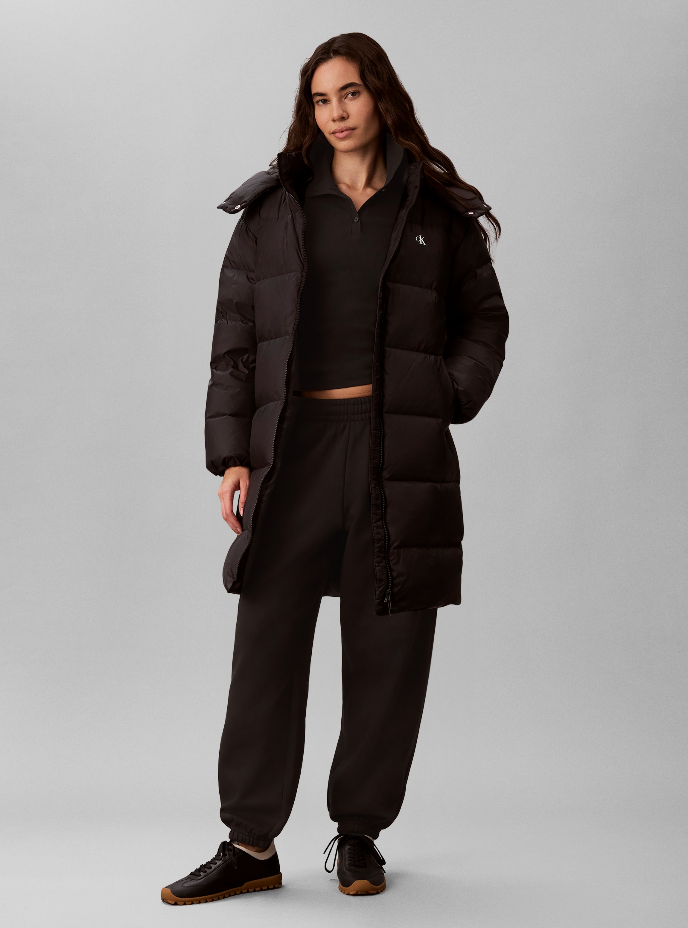 Calvin Klein Jeans Steppmantel »ESSENTIAL LONG DOWN PUFFER« Regular fit mit Kapuze