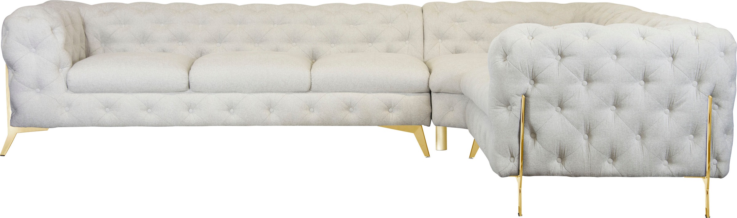 Leonique Chesterfield-Sofa »Amaury L-Form«, grosses Ecksofa, Chesterfield-Optik, Breite 323 cm, Fussfarbe wählbar