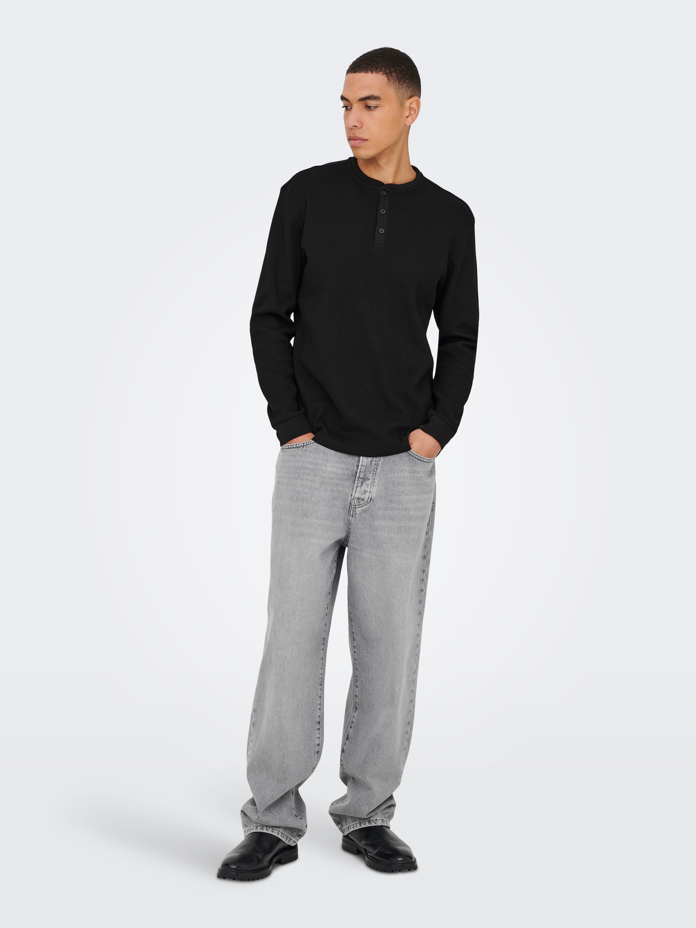 ONLY & SONS Langarmshirt »ONSTOBIE REG LS HENLEY TEE NOOS« Baumwollmischung, regular fit