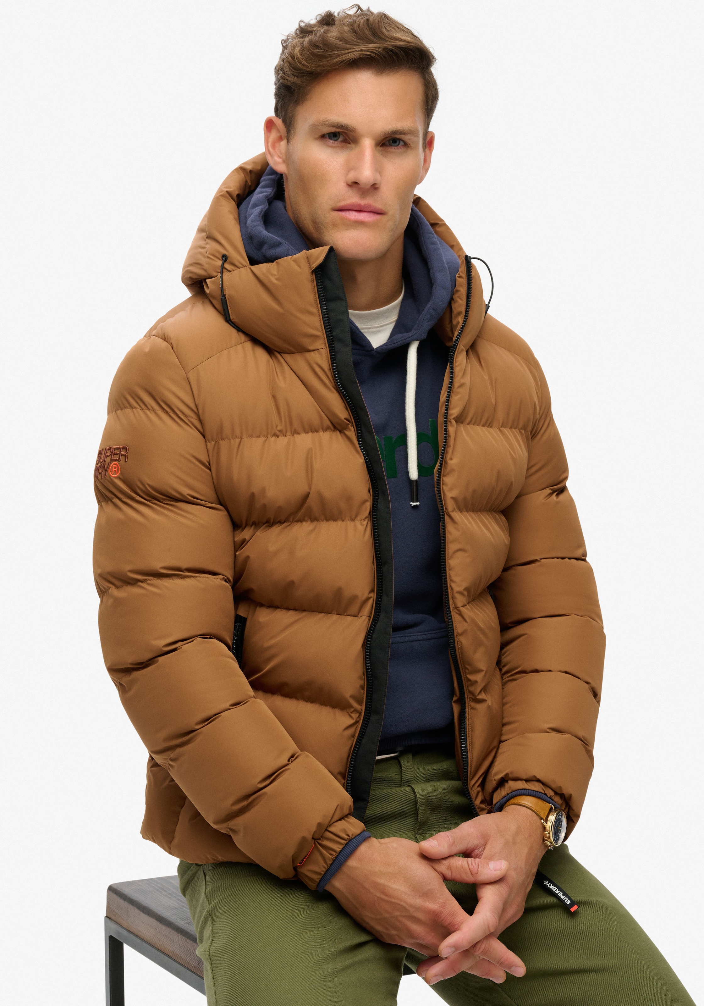 Superdry Steppjacke »HOODED SPORTS PUFFER JACKET«, mit Kapuze