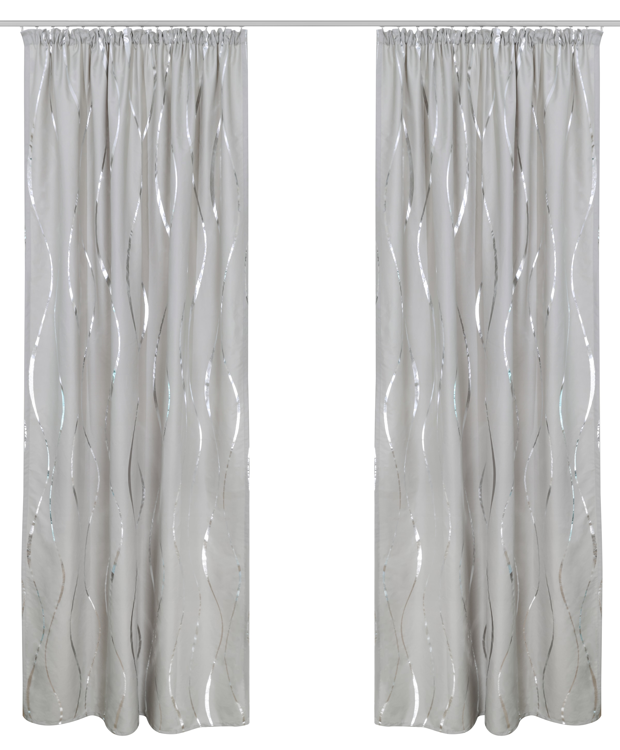 GOODproduct Gardine »Quinnton« Kräuselband 2 Stk. tlg. Blickdicht, 2er‑Set. Metallic‑Akzenten, Kräuselband