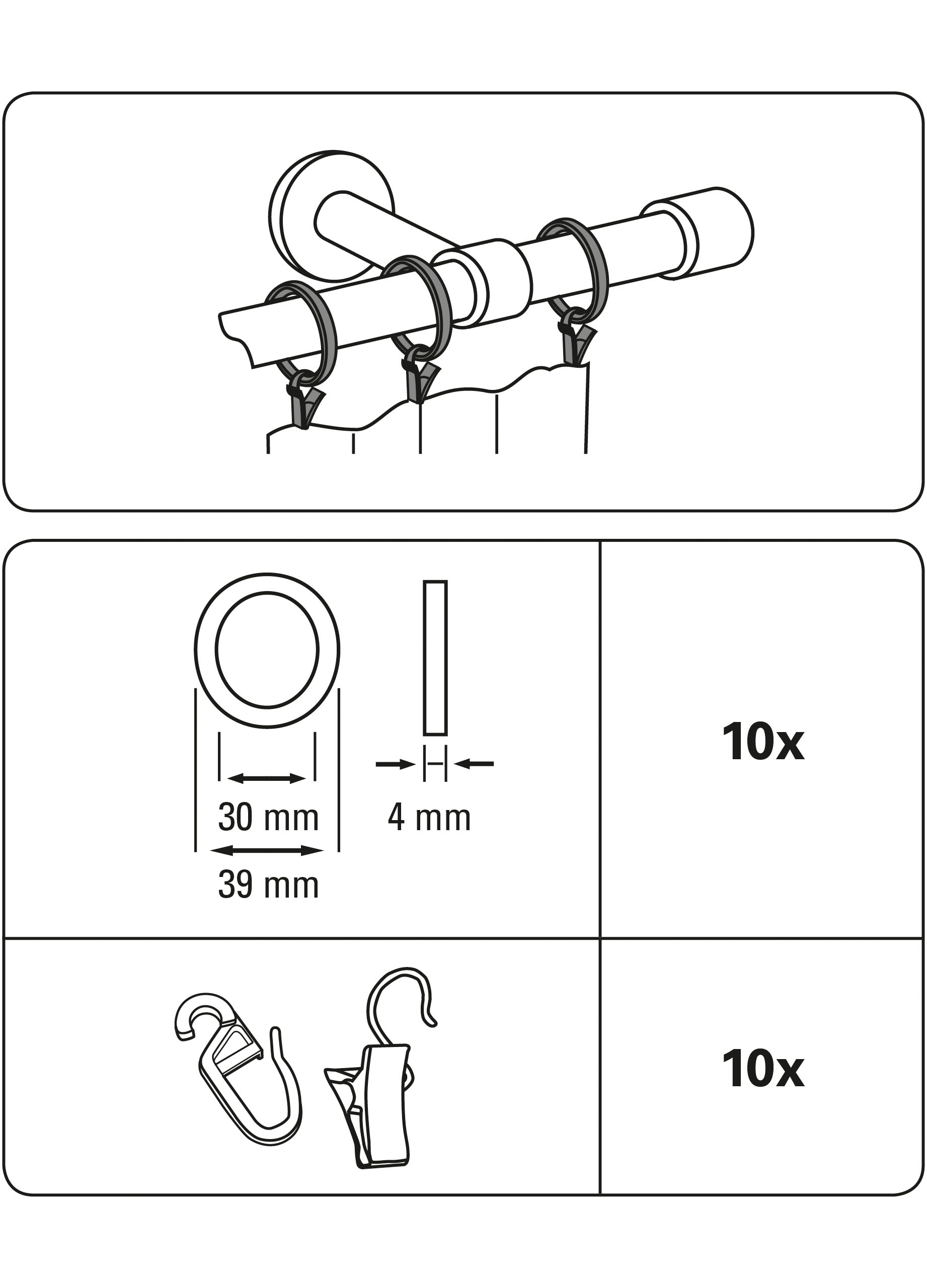 GARDINIA Gardinenring »Kira mit Gleiteinlage« Serie Gardinenstange Kira