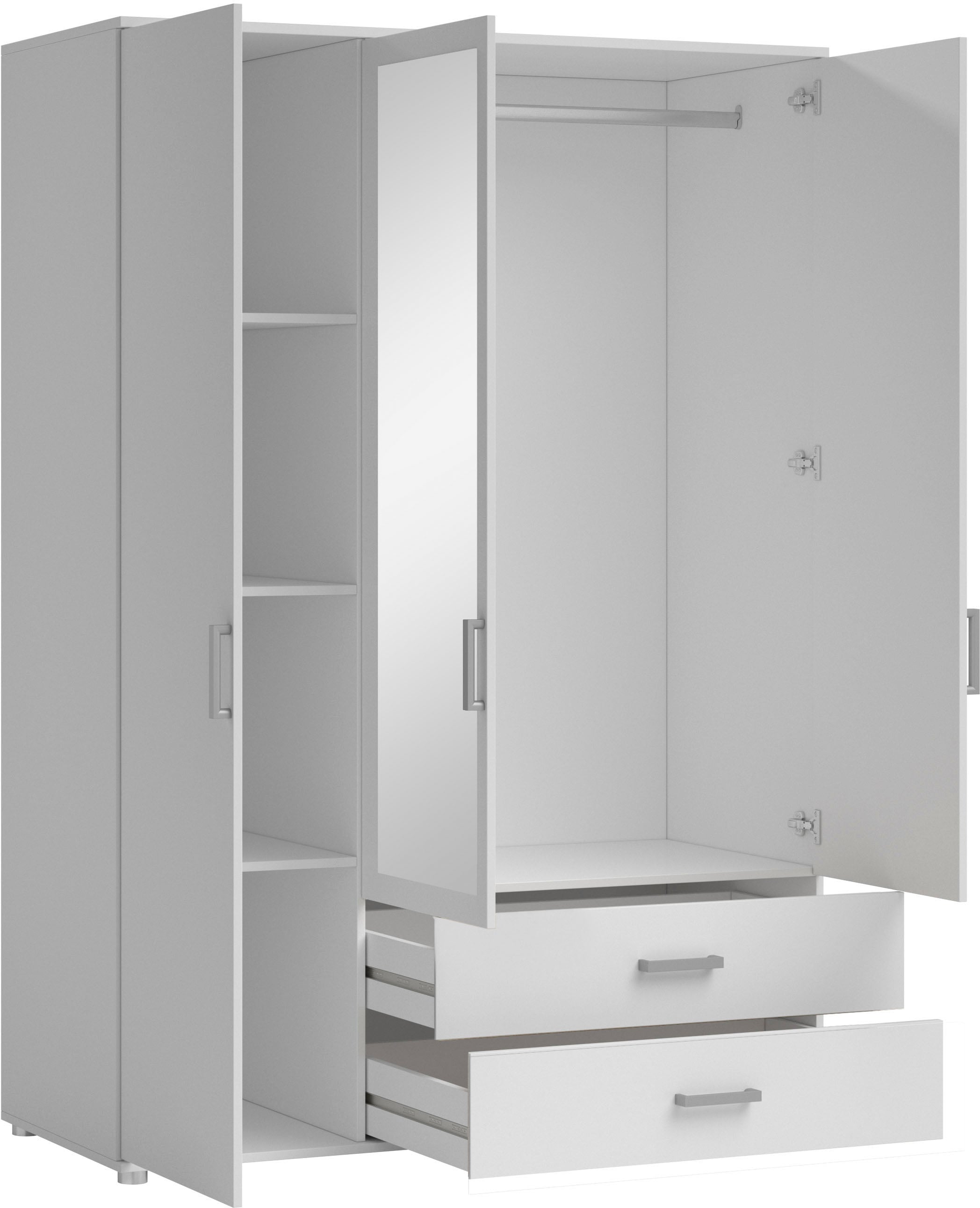 Schlafkontor Armoire à portes battantes »Ivar Kleiderschrank mit Spiegel« inklusive 2 Spiegeltüren und 2 farblich abgesetzten Schubkästen