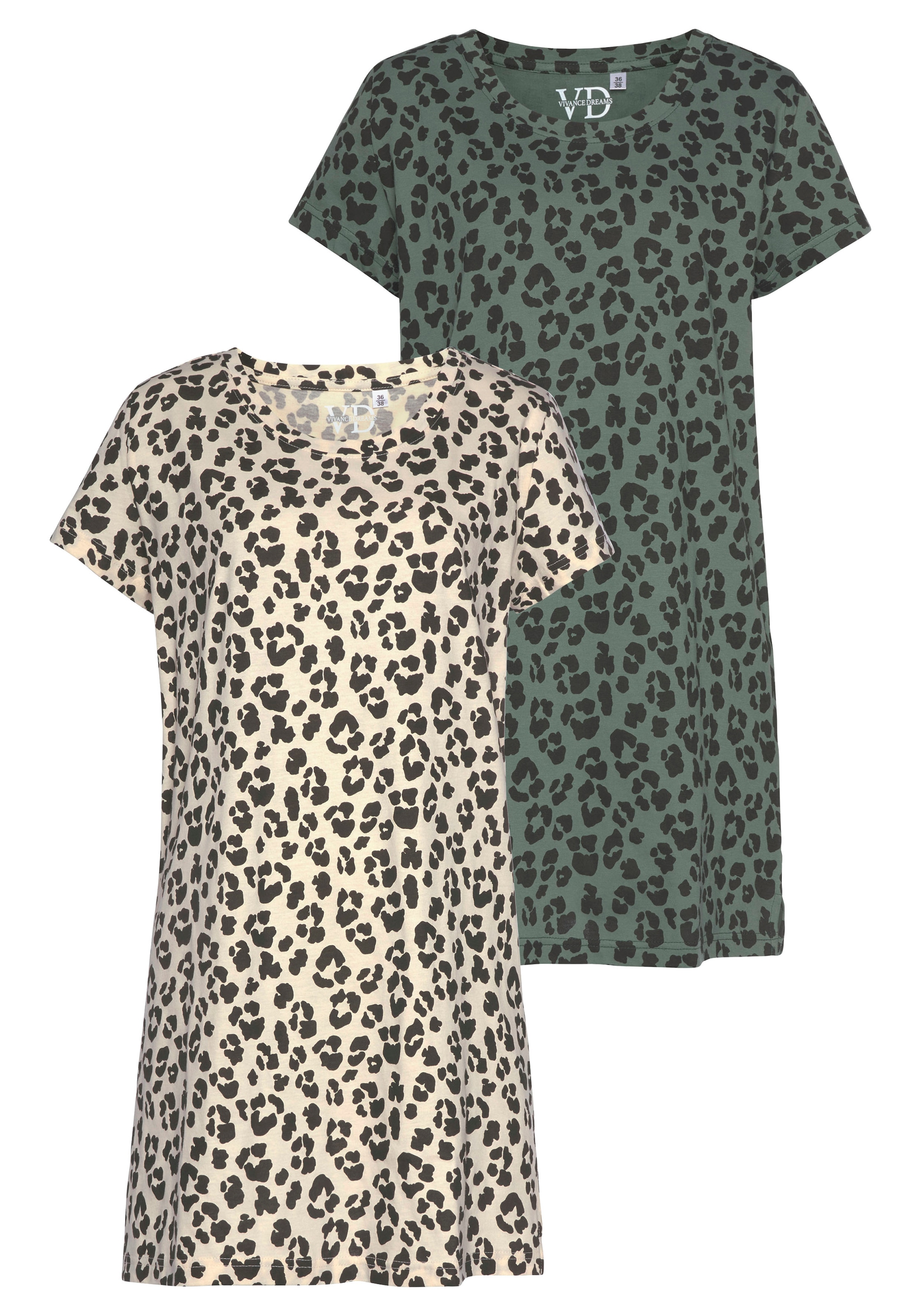 Vivance Dreams Sleepshirt, (2er-Pack), mit Leo-Muster