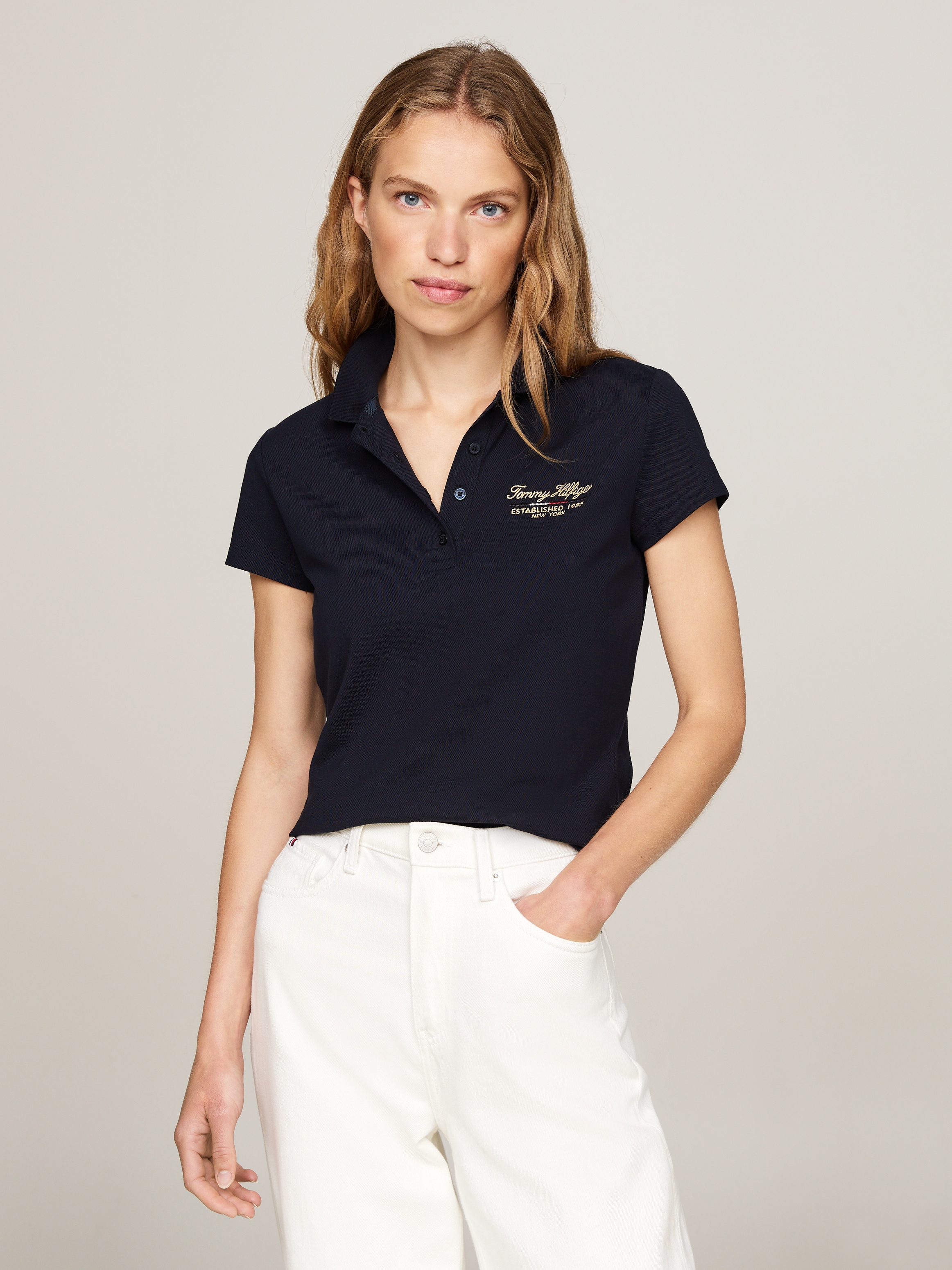 Tommy Hilfiger Poloshirt »SLIM SCRIPT GRAPHIC POLO SS«, mit Tommy Hilfiger Script Logo-Schriftzug