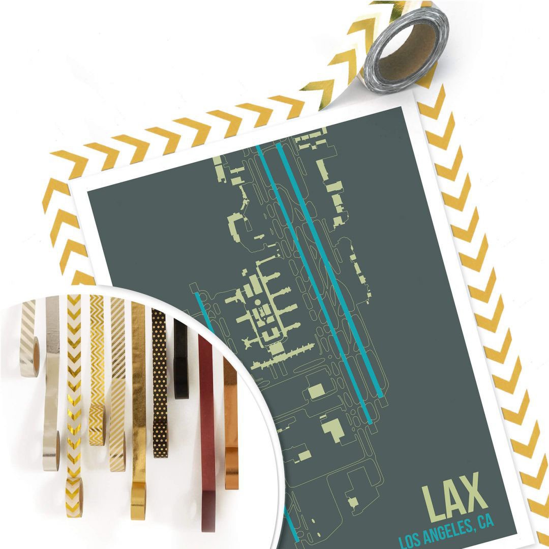 Wall-Art Poster »Wandbild LAX Grundriss Los Angeles«, Grundriss, (1 St.), Poster ohne Bilderrahmen