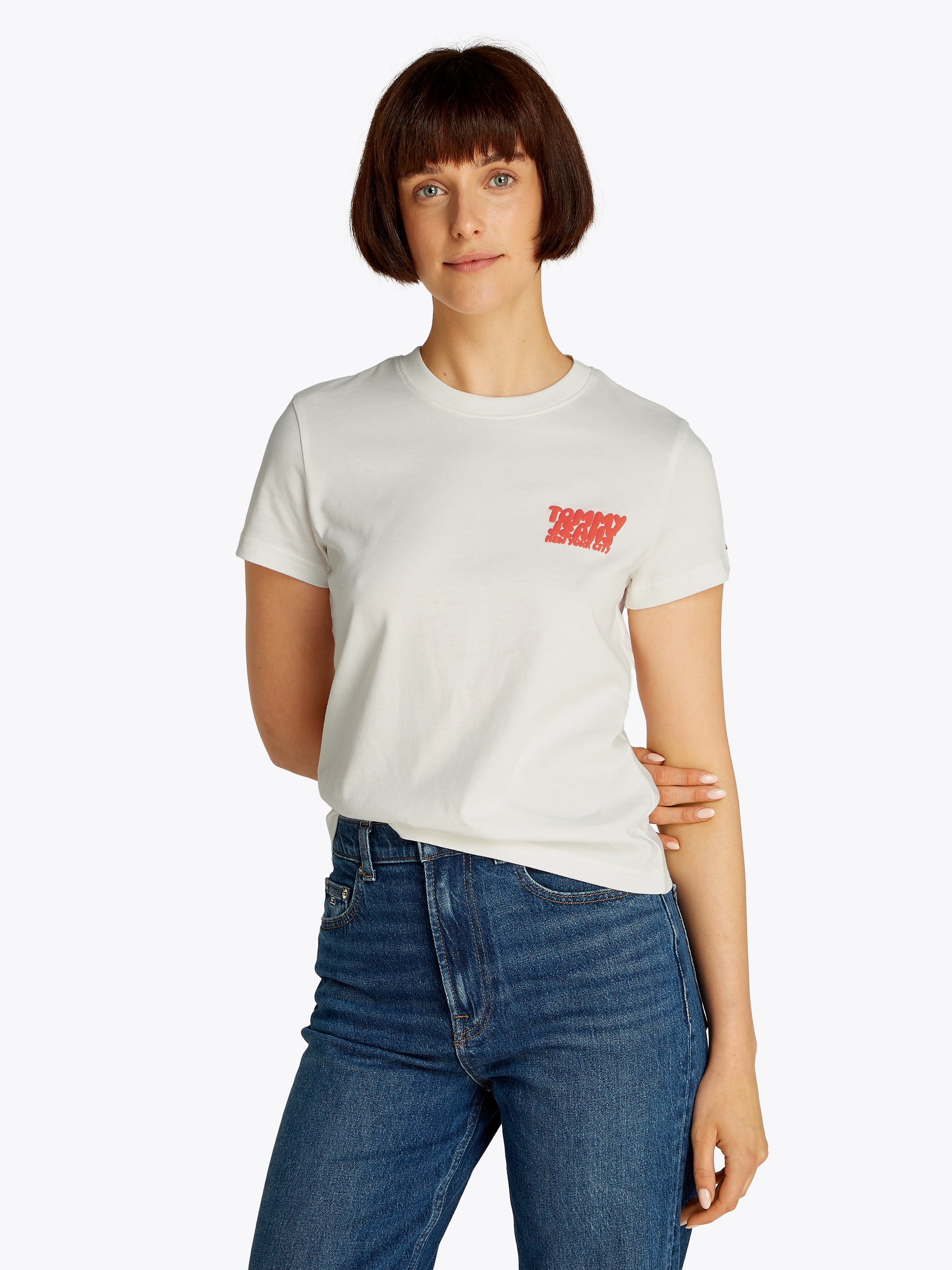 Image of Tommy Jeans T-Shirt "TJW REG TJ BUBBLE TEE" mit Logodruck