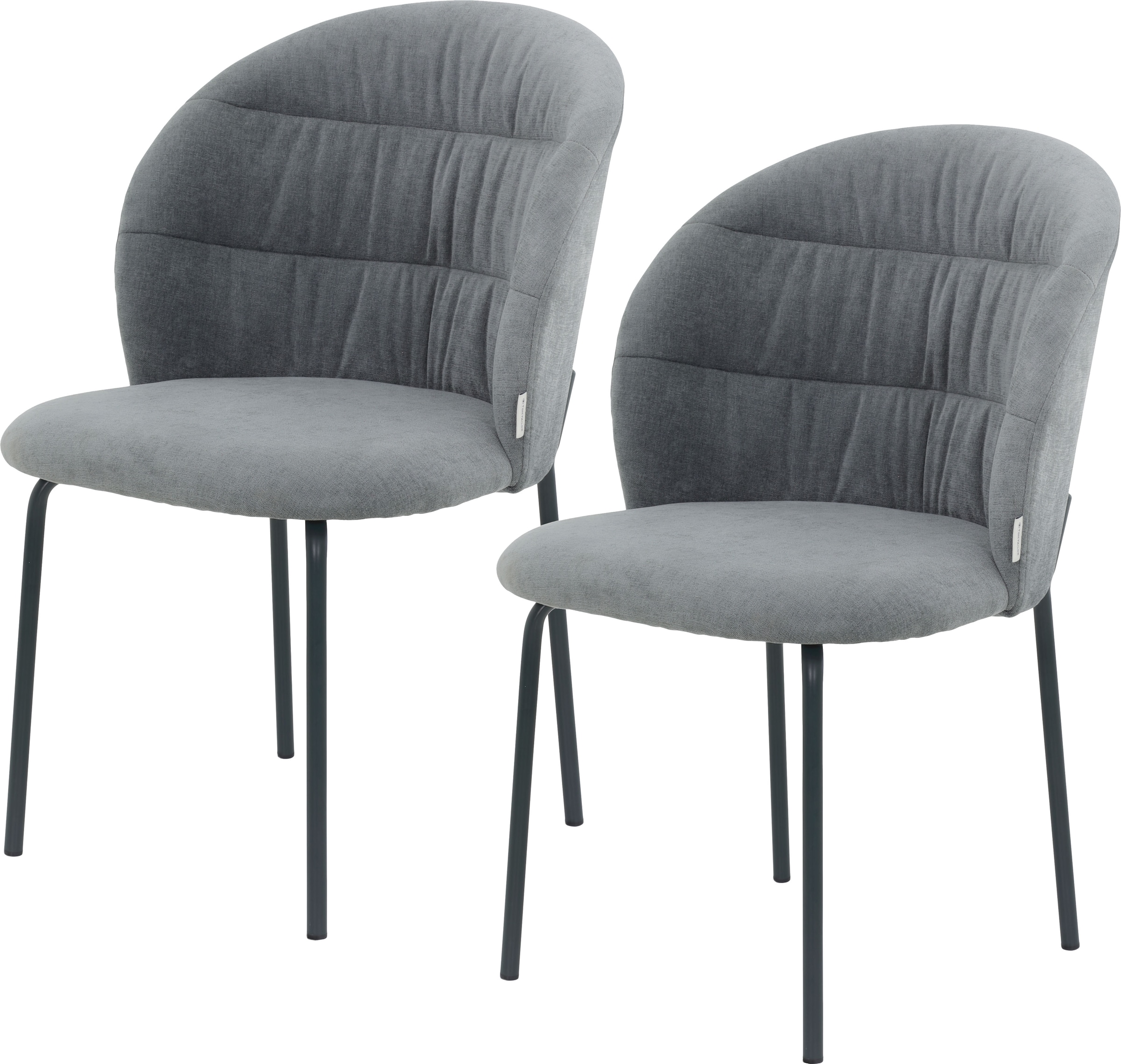 TOM TAILOR HOME 4-Fussstuhl »LEAF CHAIR«, (Set), 2 St., Chenille, 4-Fussgestell, Raffung in der Rückenlehne
