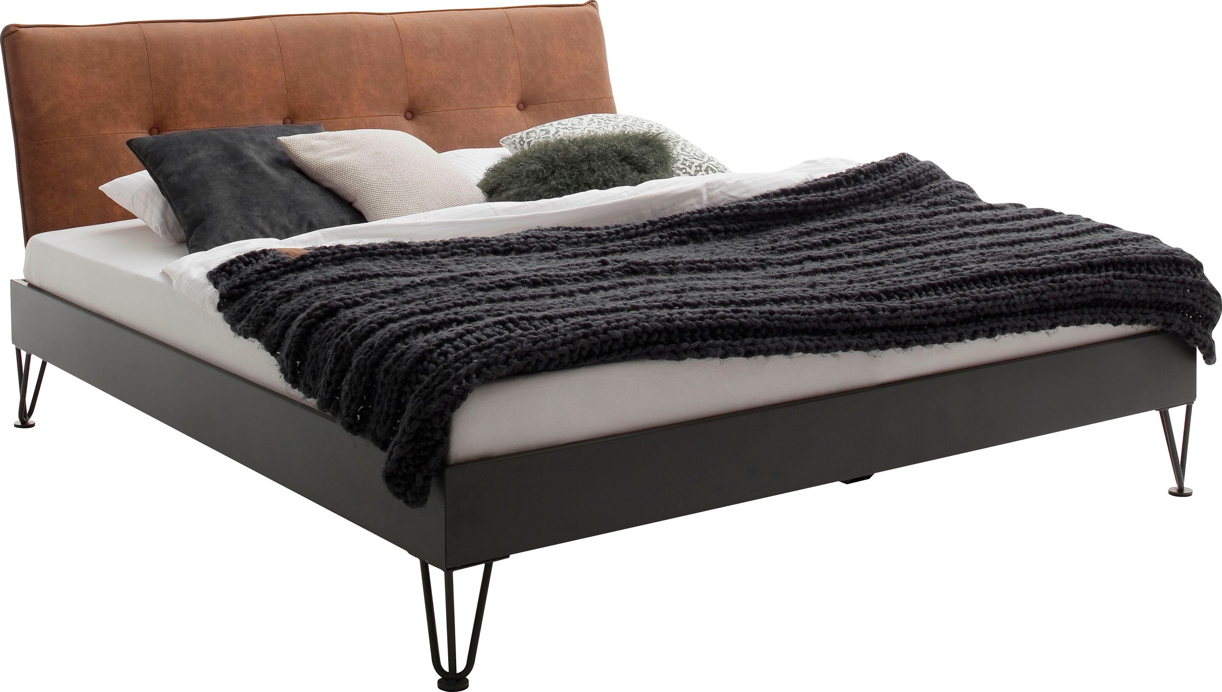 Image of meise.möbel Metallbett »Boston«, Polsterkopfteil mit 4-Punkt-Steppung und umlaufender Biese, diverse Fussvarianten möglich bei Ackermann Versand Schweiz