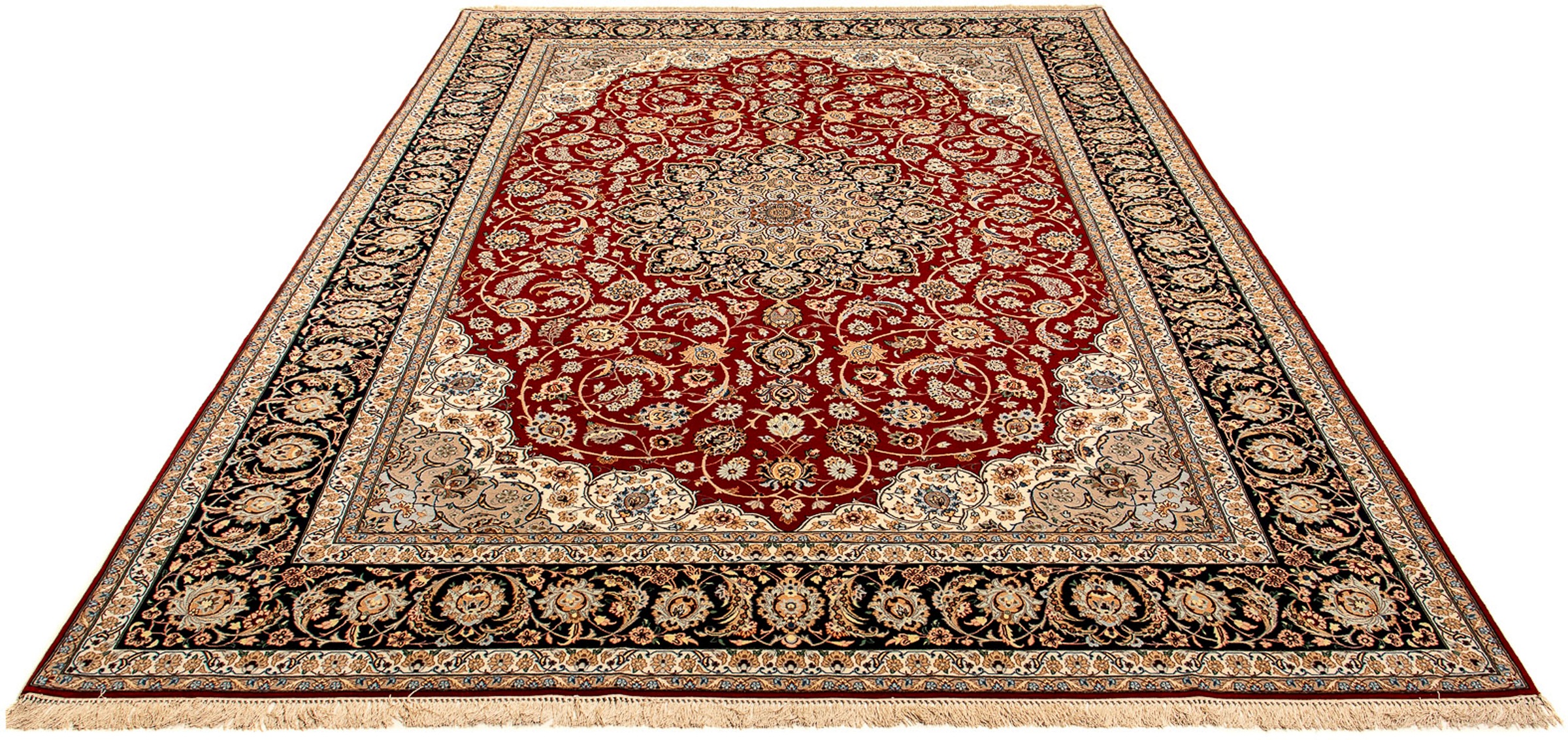 Image of morgenland Orientteppich »Perser - Isfahan - Premium - 370 x 253 cm - dunkelrot«, rechteckig, 6 mm Höhe, Wohnzimmer, Handgeknüpft, Einzelstück mit Zertifikat bei Ackermann Versand Schweiz