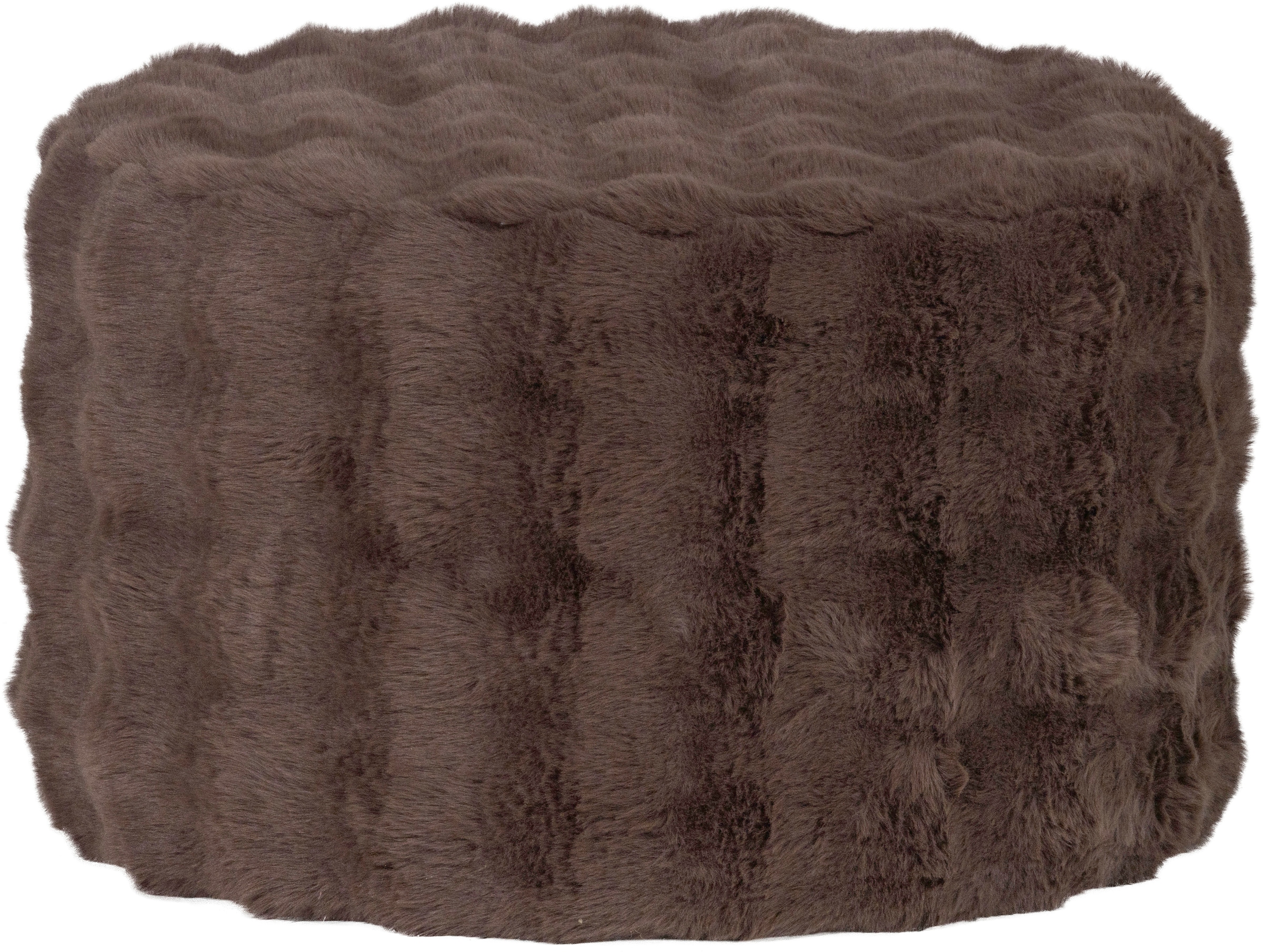 Image of WOOOD Hocker "Olven mit Dream-Flauschbezug und runder Form H 36 x B 60 x T 60 cm" Gute Verschleissfestigkeit, flauschige Haarstruktur, montiert geliefert