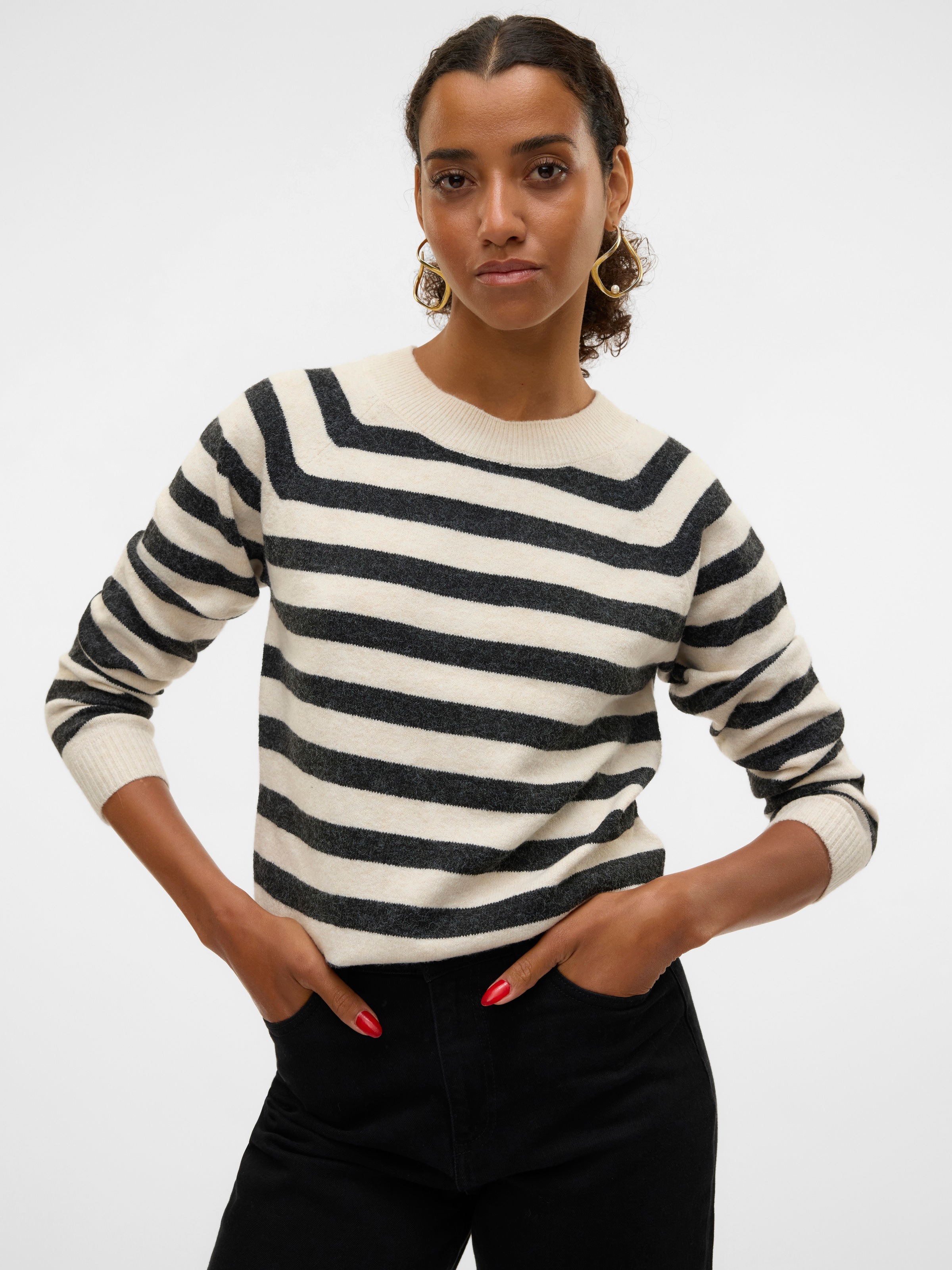 Image of Vero Moda Rundhalspullover "VMDOFFY LS O-NECK BLOUSE GA NOOS" Materialmix, regular fit