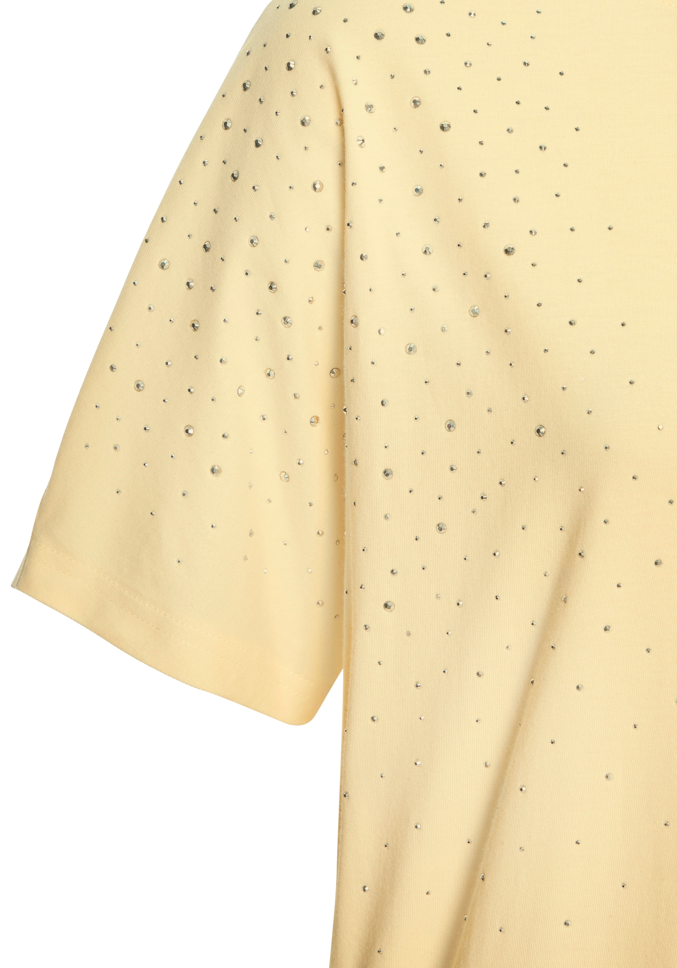 LASCANA Kurzarmshirt »mit Glitzersteinen« aus weichem Baumwoll-Viskose-Jersey, sommerlich leicht