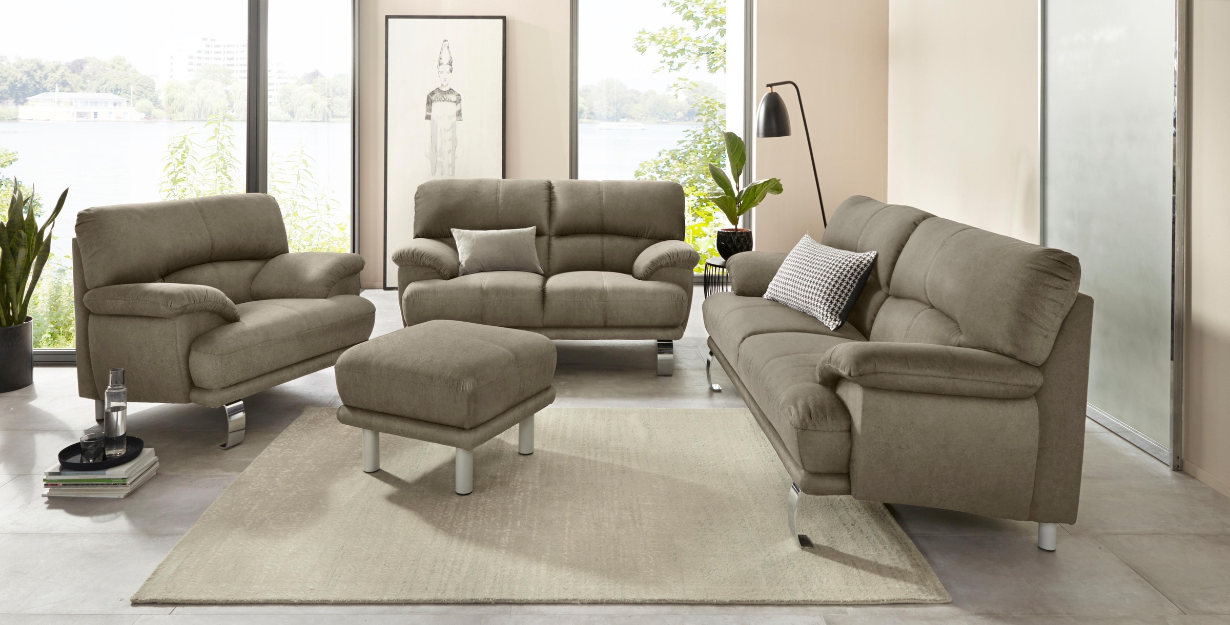 TRENDMANUFAKTUR Sessel »Cecilia II, Loungesessel in italienischem Design«, breite und bequeme Armlehnen