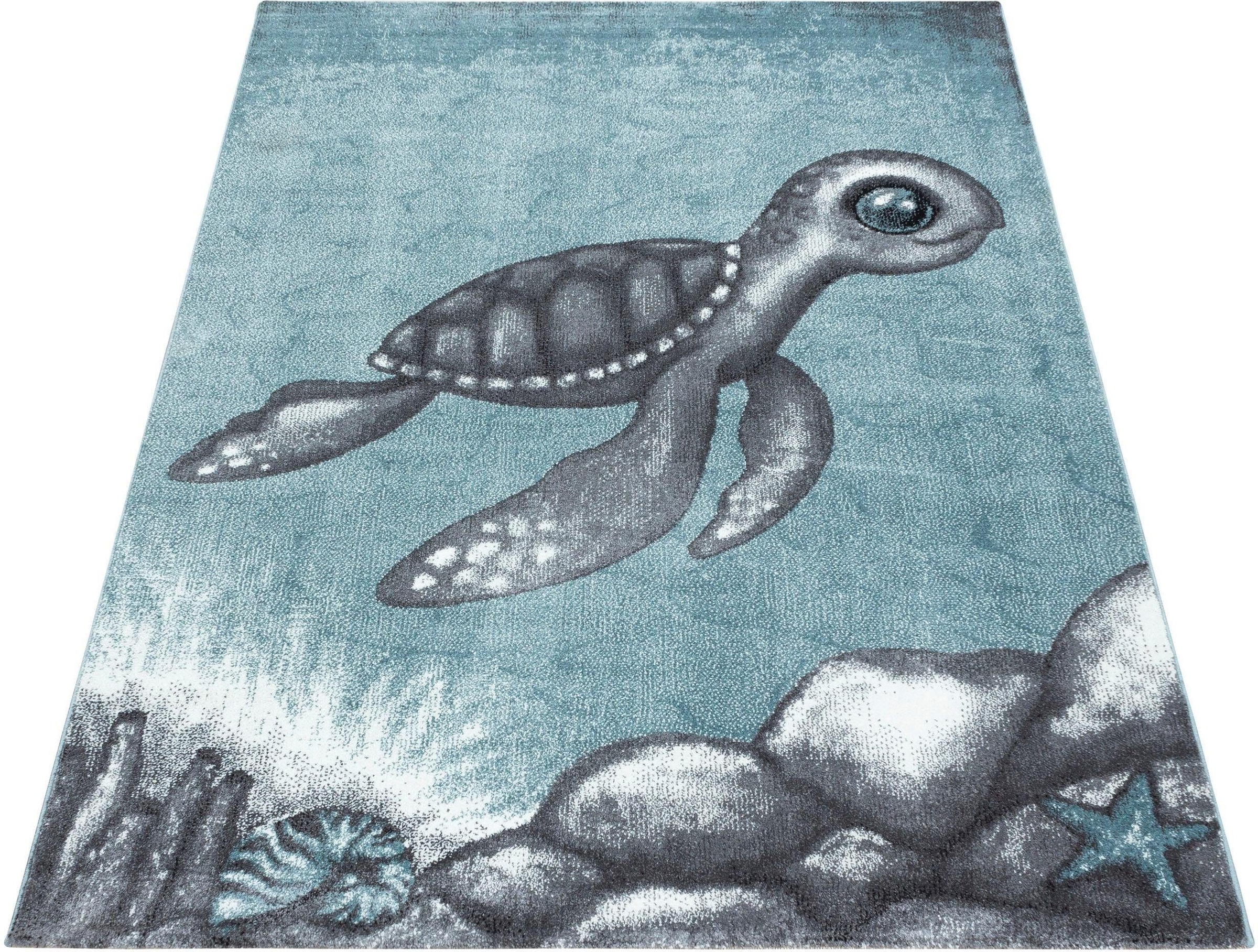 Image of Ayyildiz Teppiche Kinderteppich »Bambi 860«, rechteckig, 11 mm Höhe, Schildkröte Motiv, Kurzflor bei Ackermann Versand Schweiz