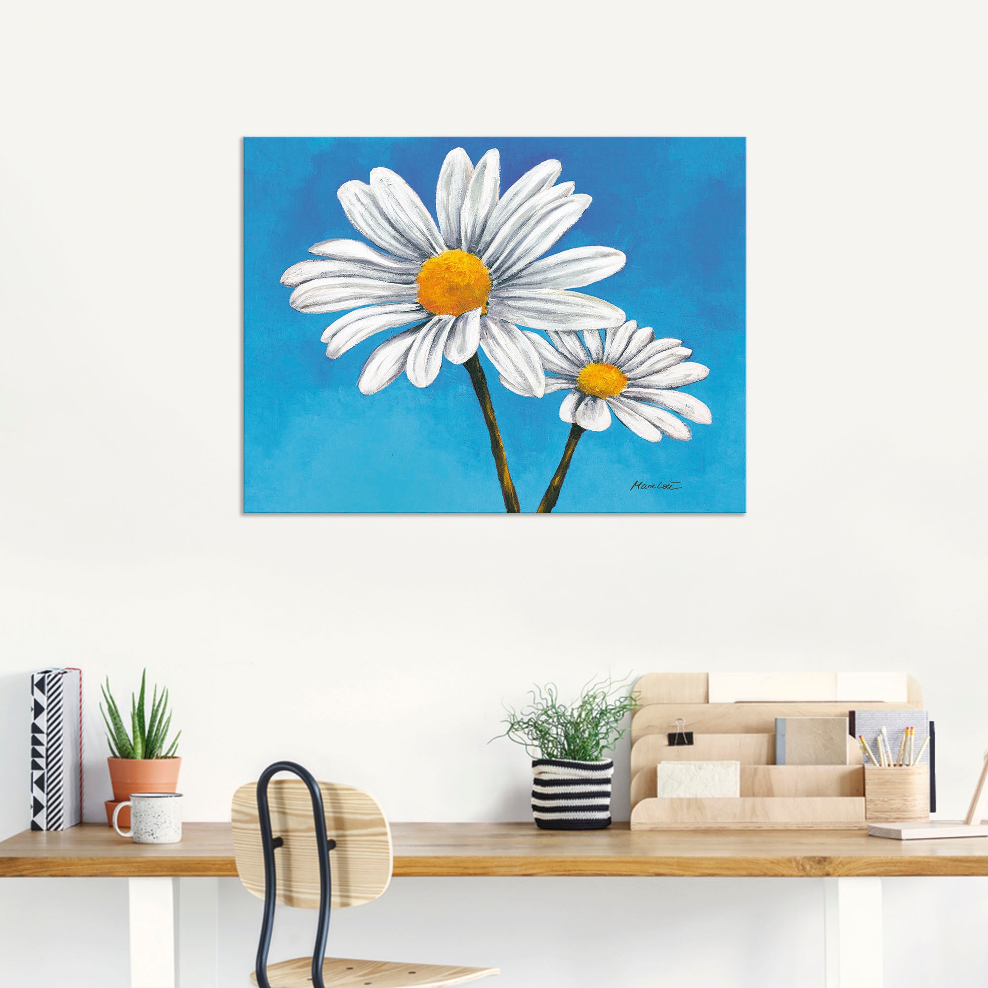 Artland Wandbild »Margeriten auf Blau«, Blumen, (1 St.), als Alubild, Outdoorbild, Leinwandbild in verschied. Grössen