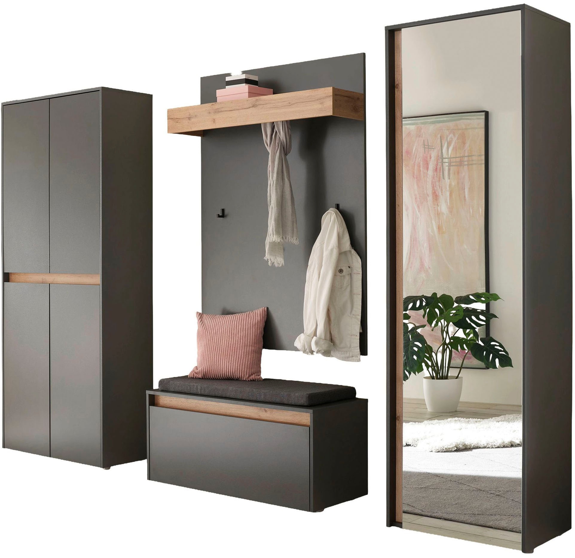 Home affaire Garderoben-Set »City/Giron, moderne Garderobe, viel Stauraum, ca. 40 Schuhe« Set, 4 Stk. tlg.