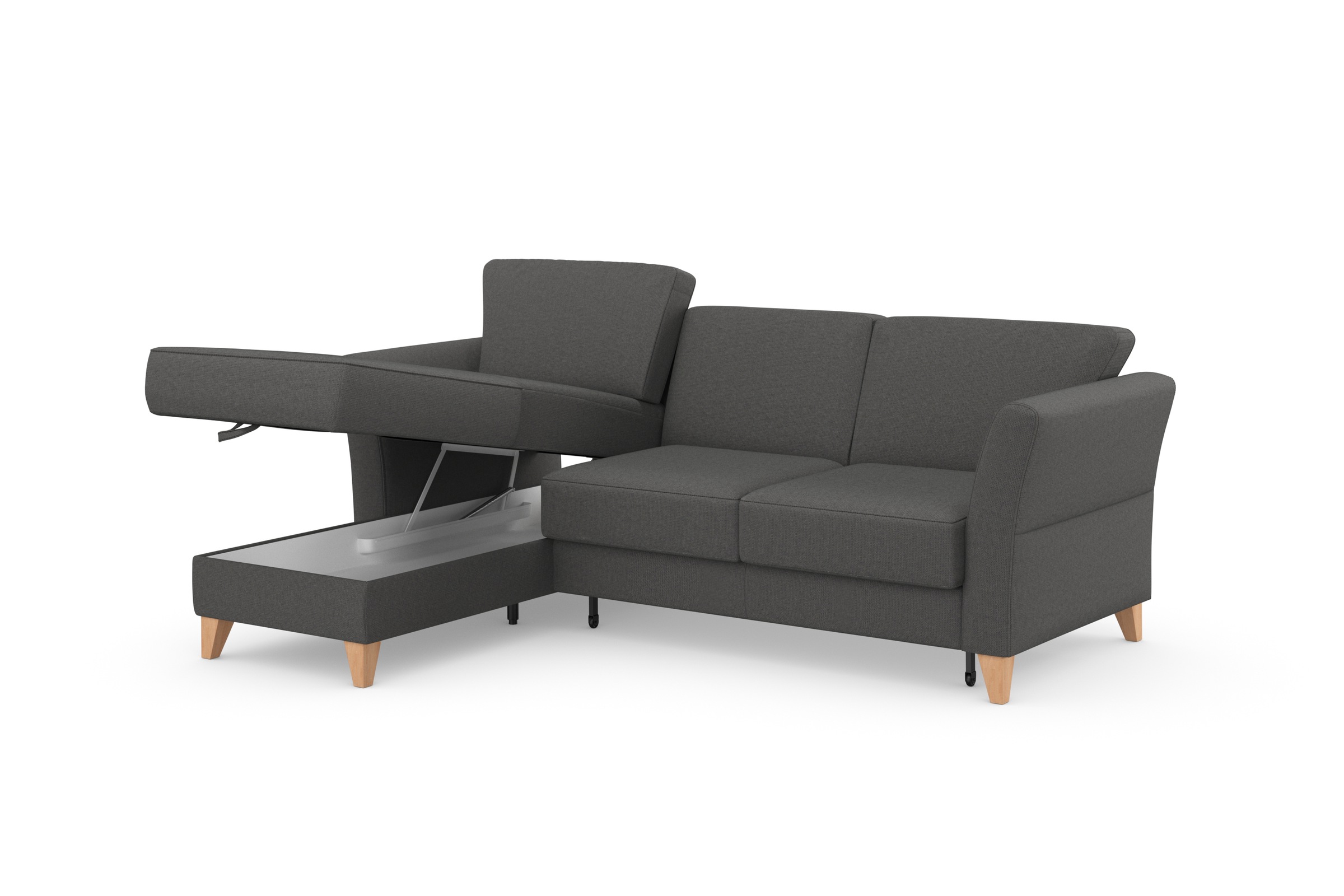 sit&more Ecksofa »Visby L-Form«, Wahlweise mit Bettfunktion und Bettkasten, frei im Raum stellbar