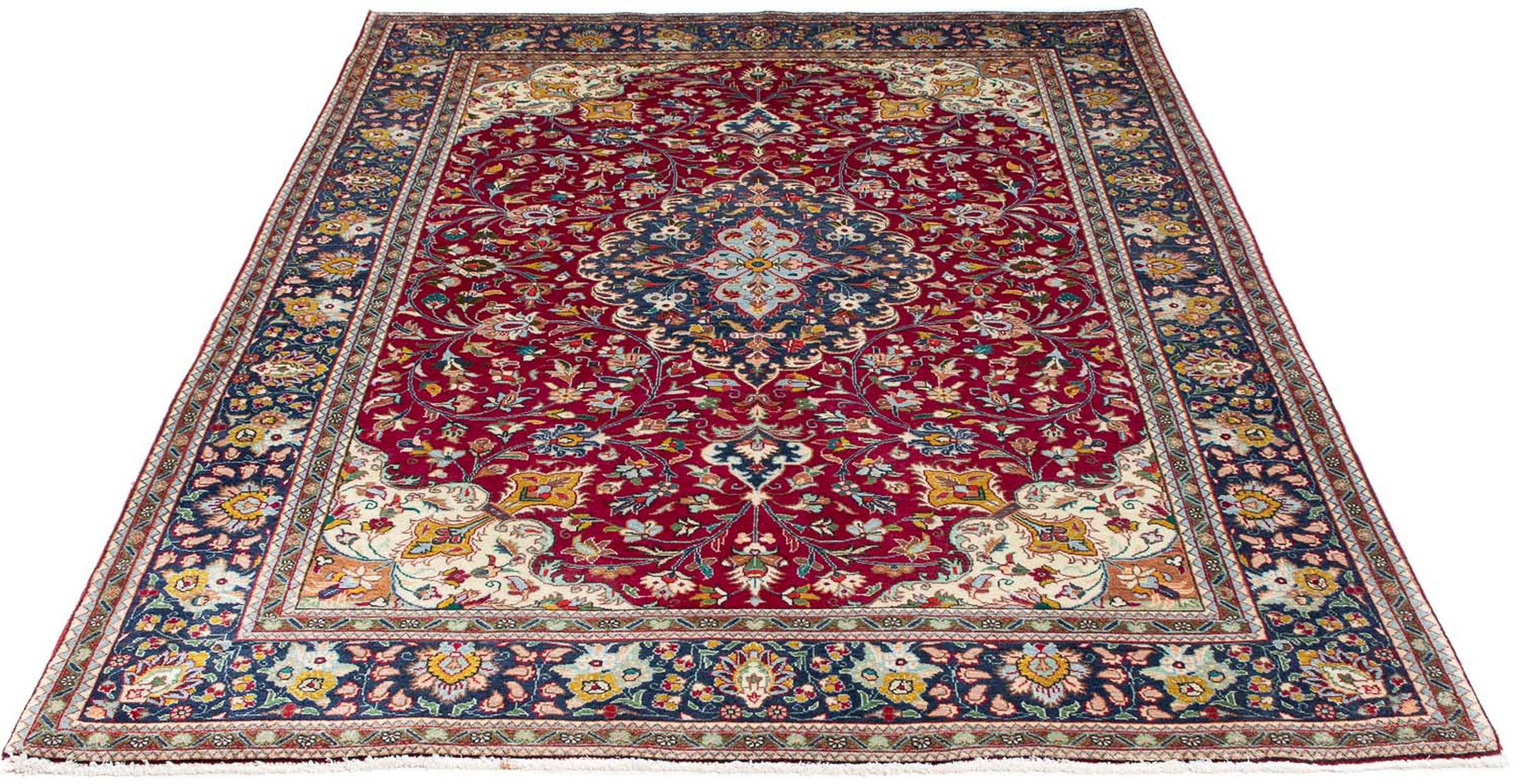 Image of morgenland Orientteppich »Täbriz - 196 x 145 cm - rot«, rechteckig, 10 mm Höhe, Wohnzimmer, Handgeknüpft, Einzelstück mit Zertifikat bei Ackermann Versand Schweiz