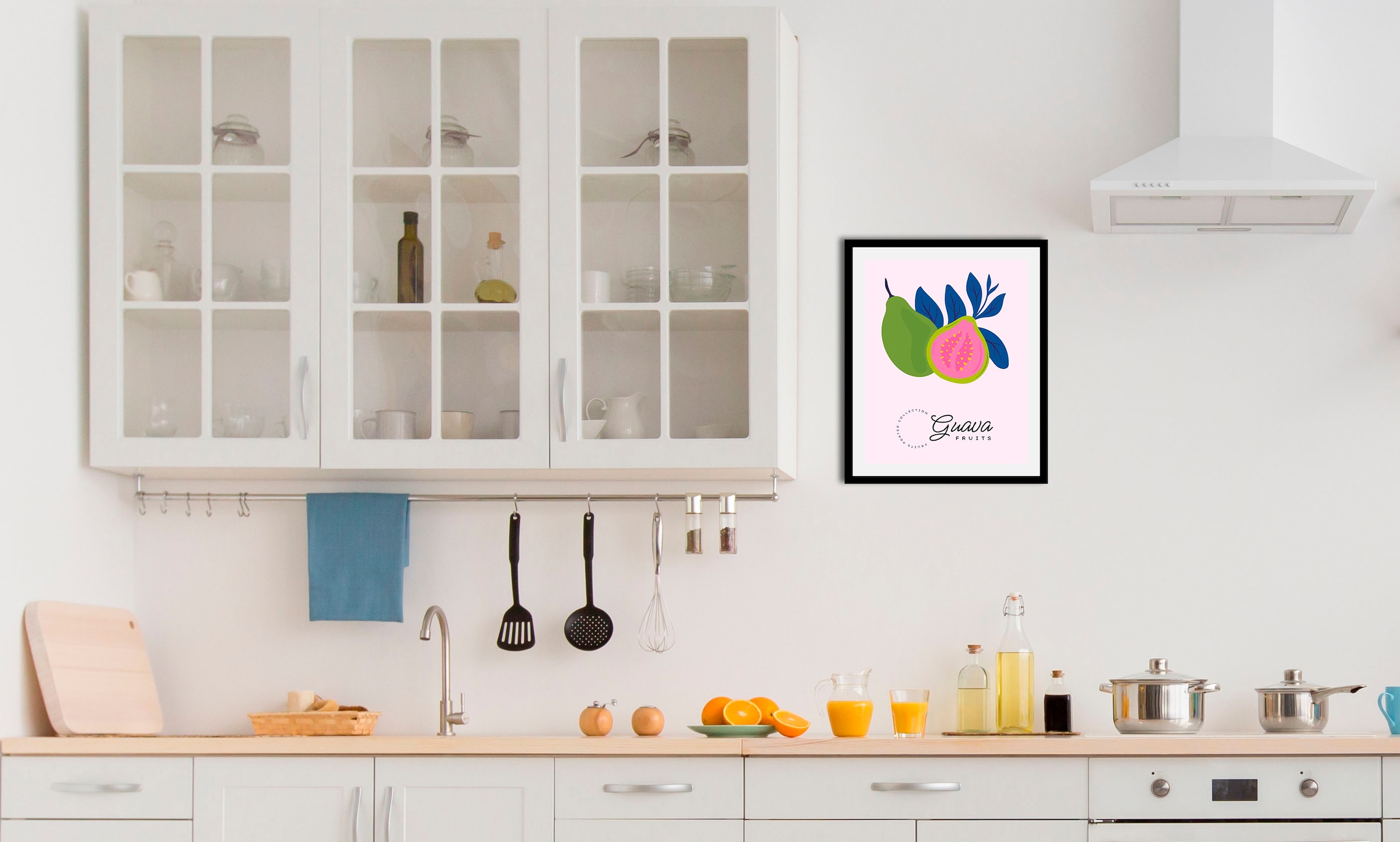 Image of queence Bild "Guava" Abstrakte Essen Figuren Kunst Lebensmittel Obst Obst Bilder Schriftzug 1 Stk. tlg. gerahmt