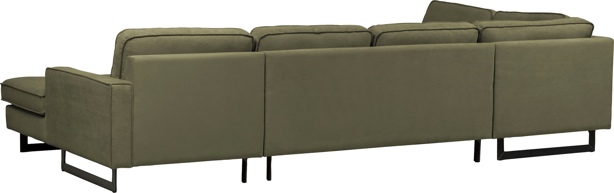 Places of Style Wohnlandschaft »Pinto, 350 cm, U-Form, XXL, mit Ottomanen«, Cord, Feincord, Luxus-Microfaser Leder und Chenille