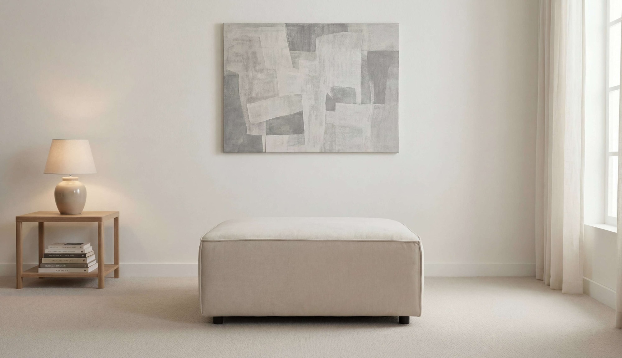 GOODproduct Tabouret rembourré »Jorrena, extra weicher Chenille-Stoff« Praktische Ergänzung, 105x105 cm, mit Wellenunterfederung