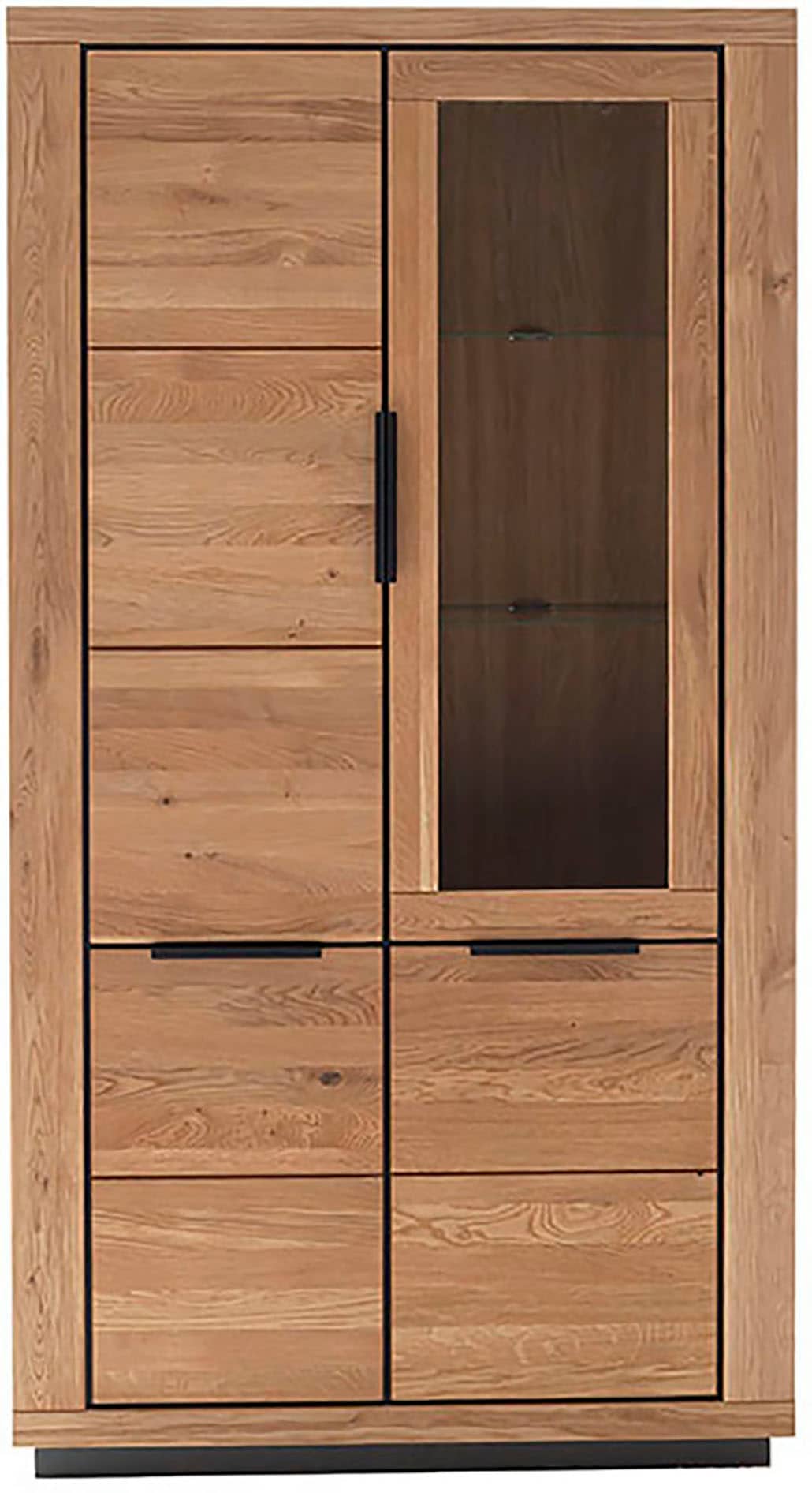 MCA living Vitrine »GRENO Vitrine gross«, (1 St.), aus massiver Wildeiche, Metallgriffe, Breite 107 cm