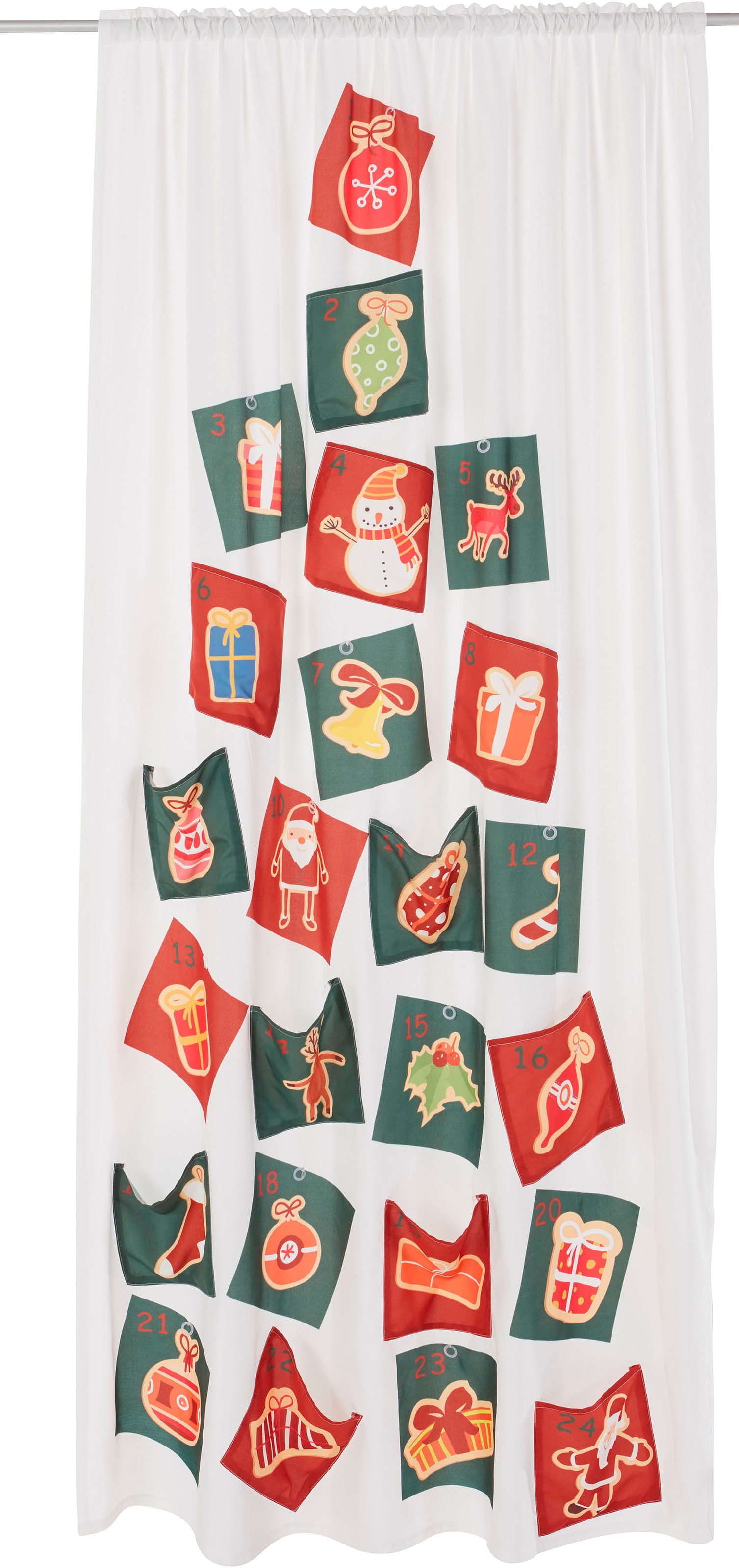 Image of my home Gardine »Adventskalender«, (1 St.), HxB:230x140 cm, mit 12 Adventstäschchen und 12 Ringen bei Ackermann Versand Schweiz