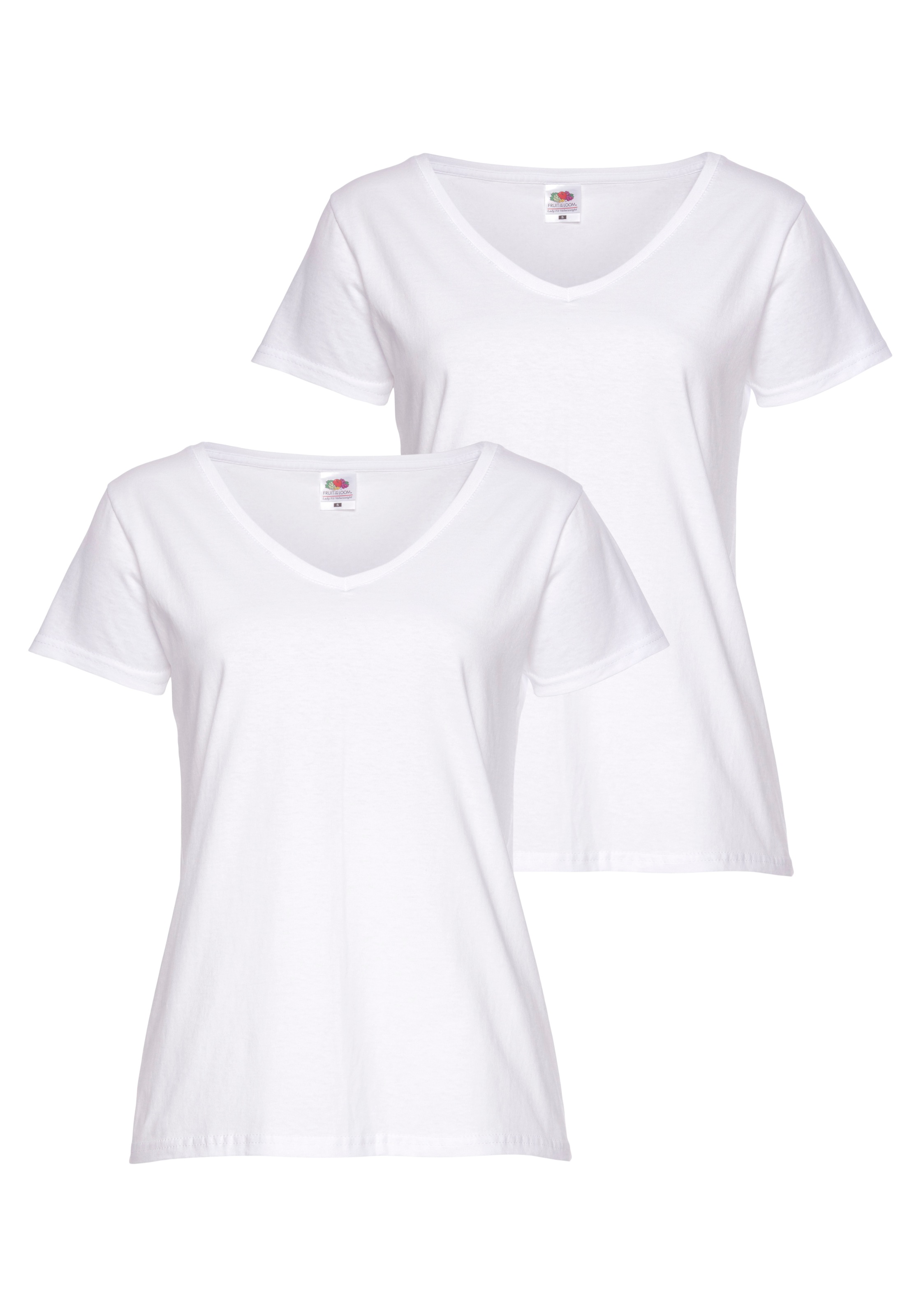 Image of Fruit of the Loom V-Shirt "Lady-Fit Valueweight V-Neck" Packung, 2er-Pack, 2 Stk.
