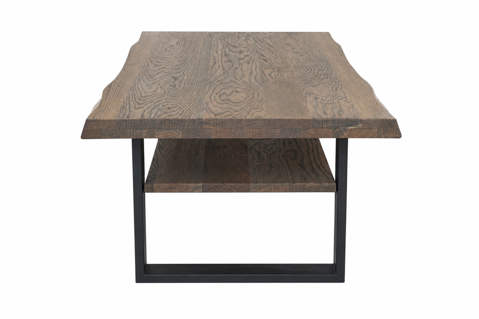 GOODproduct Couchtisch »Svalbard, Wohnzimmertisch, Sofatisch, Beistelltisch, Kaffeetisch« Wildeiche geölt Natur/Smoke, Baumkante, Metallgestell