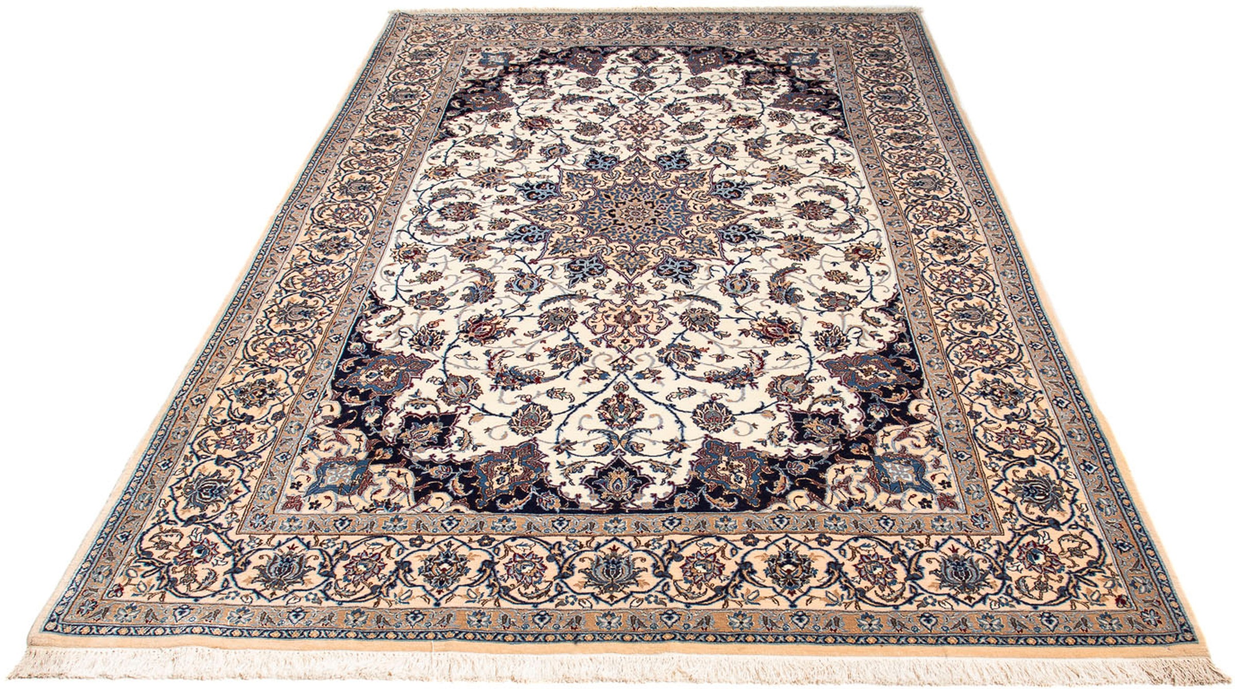 Image of morgenland Orientteppich »Perser - Nain - Premium - 247 x 148 cm - beige«, rechteckig, 6 mm Höhe, Wohnzimmer, Handgeknüpft, Einzelstück mit Zertifikat bei Ackermann Versand Schweiz