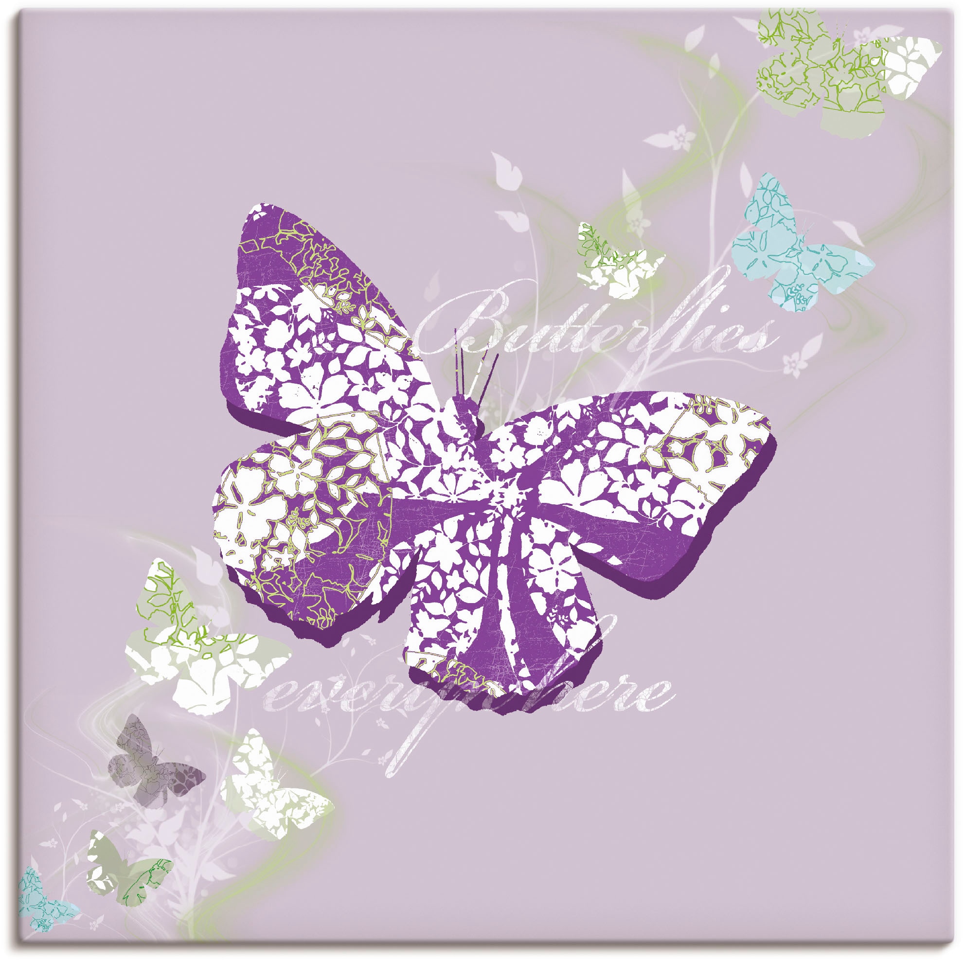 Leinwandbild »Schmetterlinge in violett«, Insekten, (1 St.), auf Keilrahmen gespannt